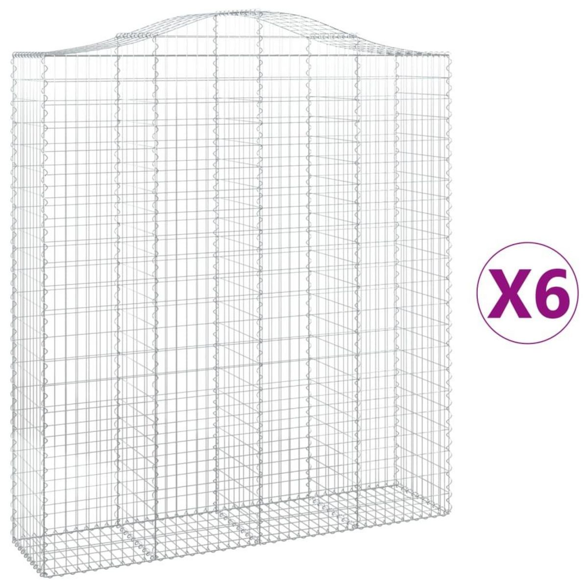 VIDAXL Paniers a gabions arques 6 pcs 200x50x220/240 cm Fer galvanise