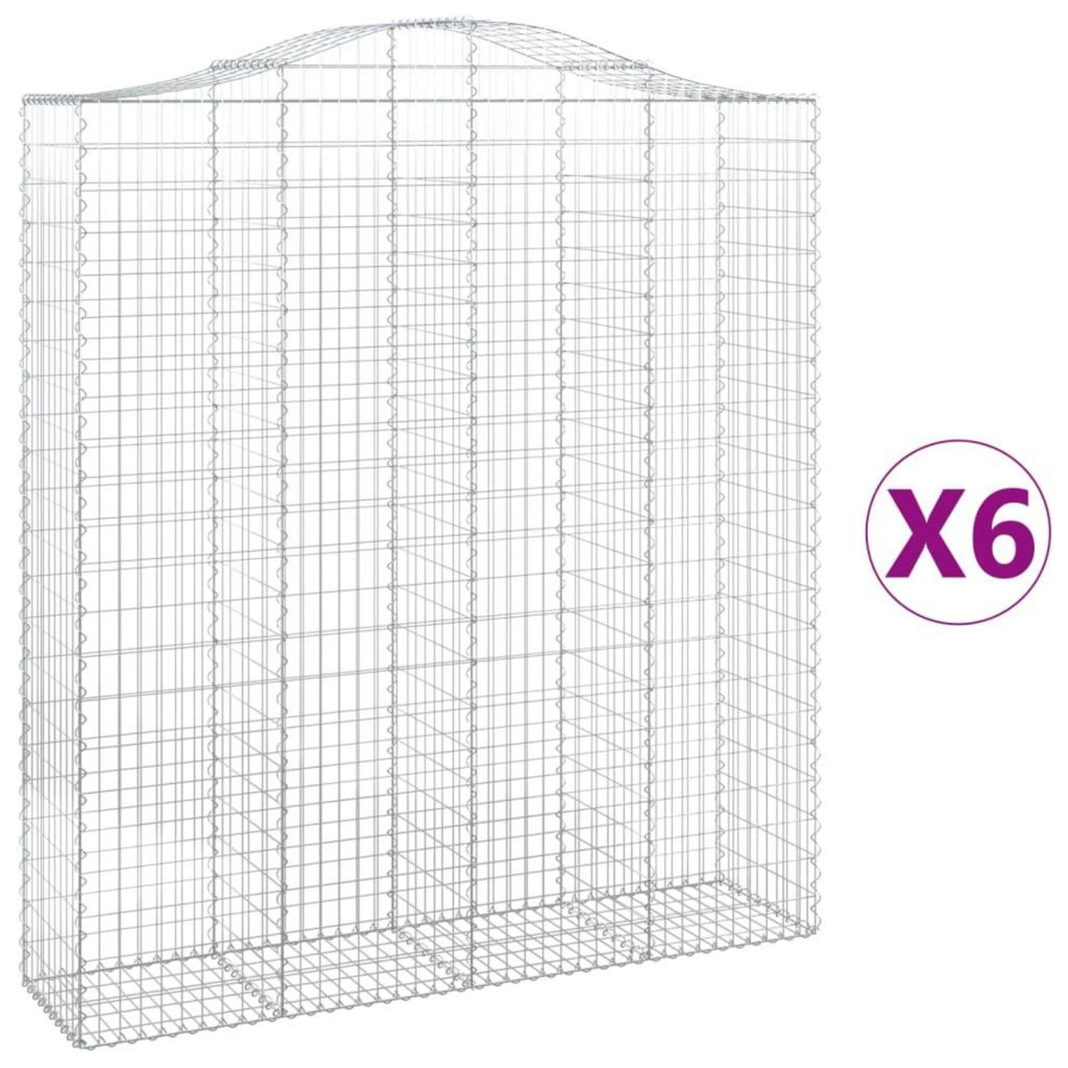 VIDAXL Paniers a gabions arques 6 pcs 200x50x220/240 cm Fer galvanise