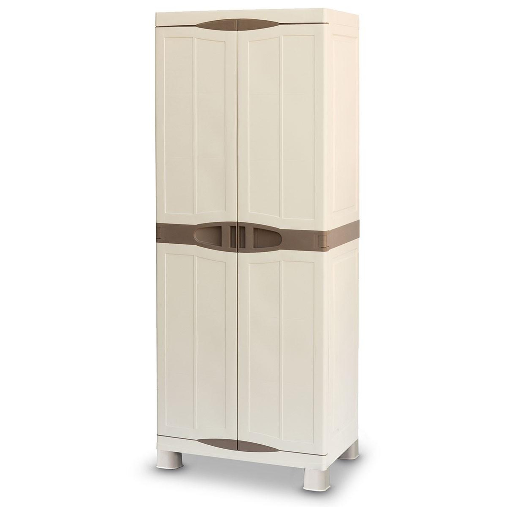 Voir la diapositive 1 : INTEC Armoire de rangement 2 portes 4 etagères 70 x 47 x 184cm 4 pieds charge 100kg max intec