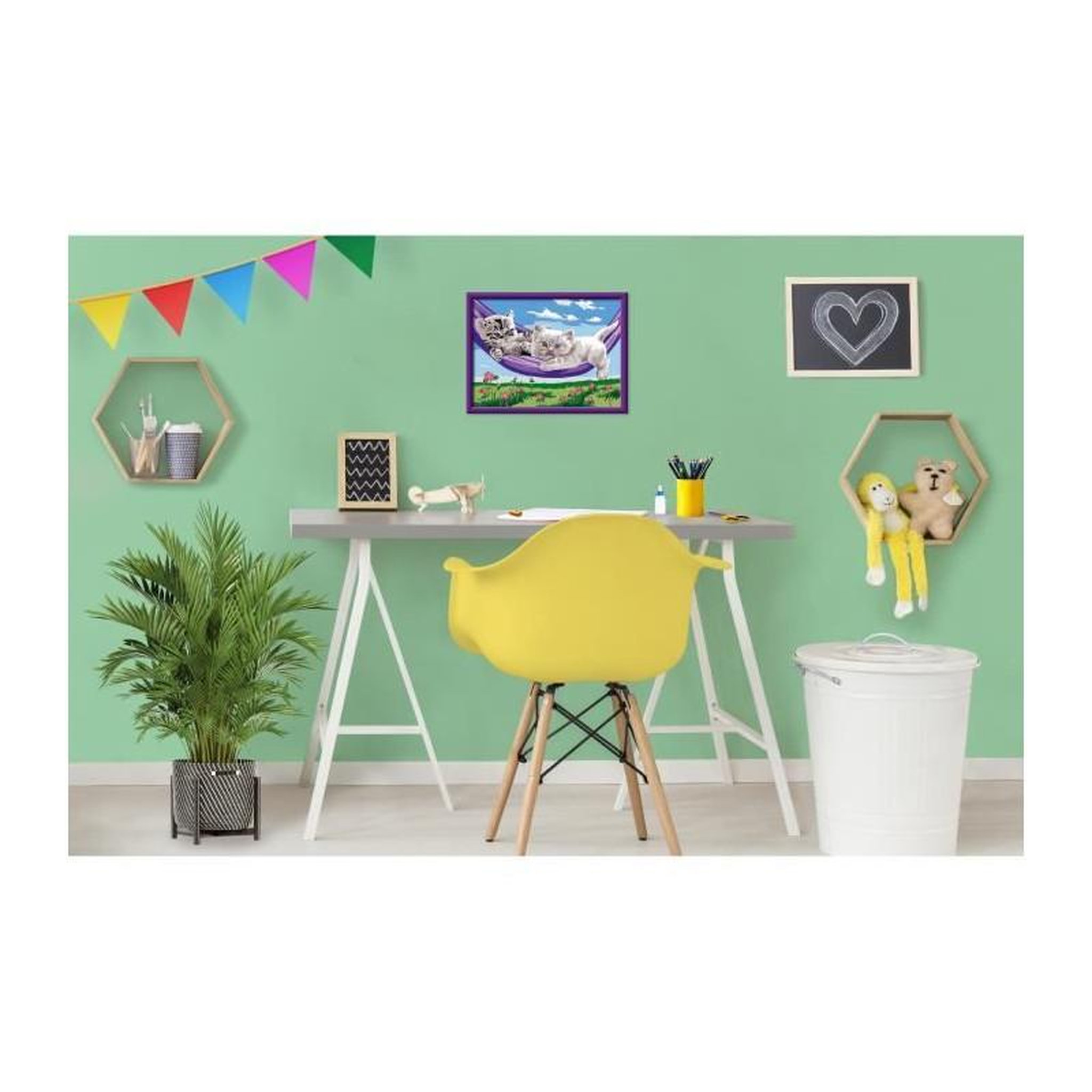 Voir la diapositive 4 : RAVENSBURGER CreArt Kids 18x24cm Chatons dans le hamac, Kit de peinture par numéros Numéro d'Art, Des 9 ans, 25828, Ravensburger
