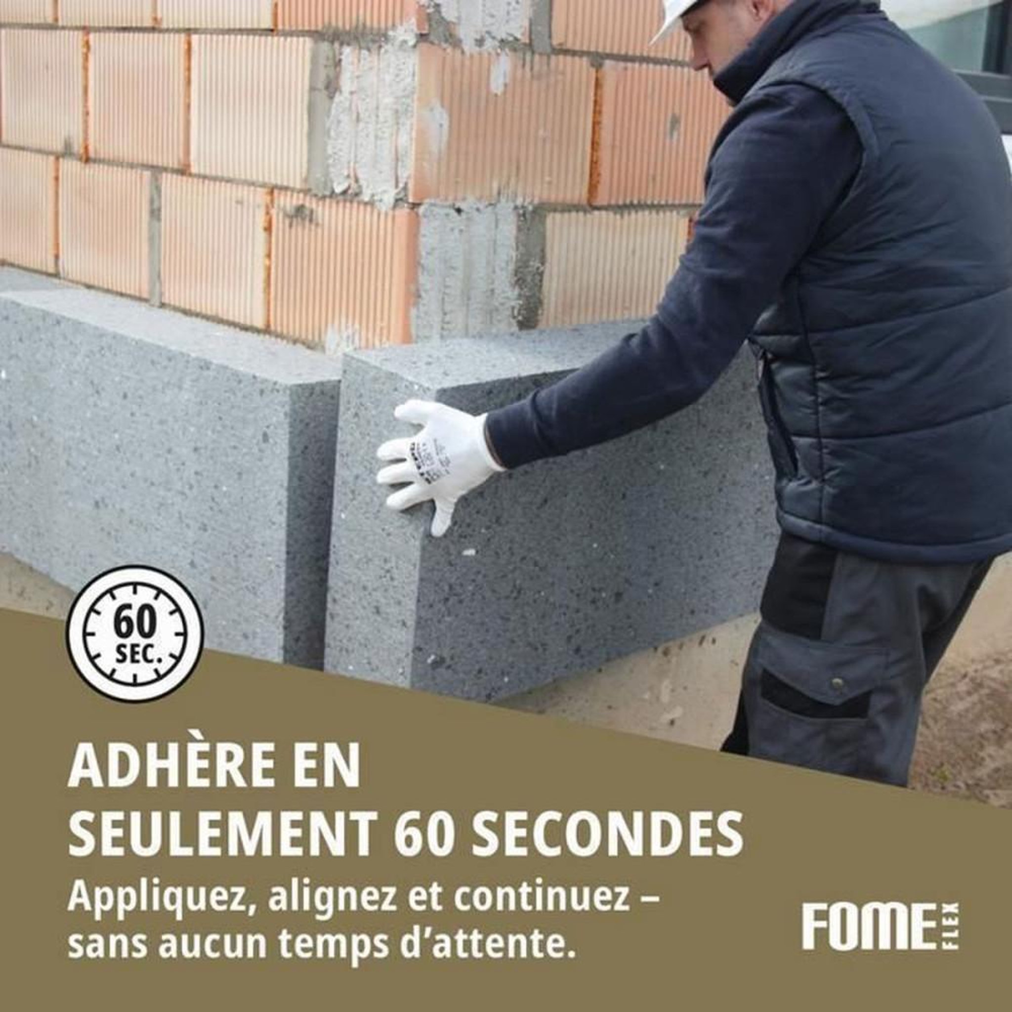 Voir la diapositive 5 : Mousse polyuréthane adhésive FOME FLEX Fast Fix 60 secondes en aérosol 850 ml, faible expansion