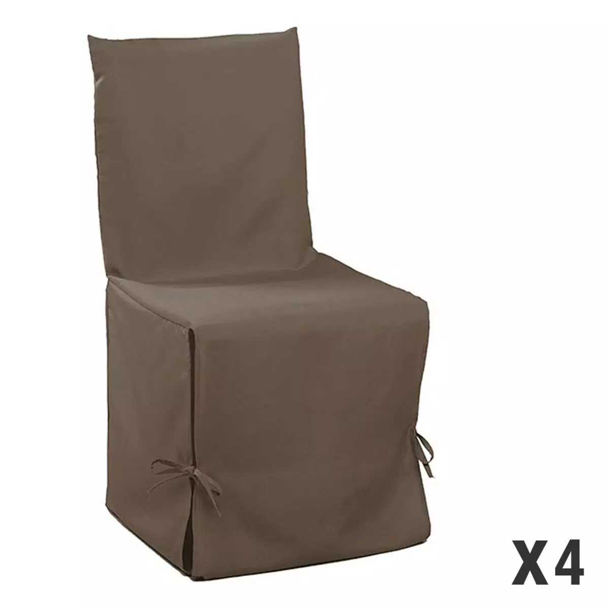 Lot de 4 Housses de chaise à nouettes en polyester CLASSIC taupe