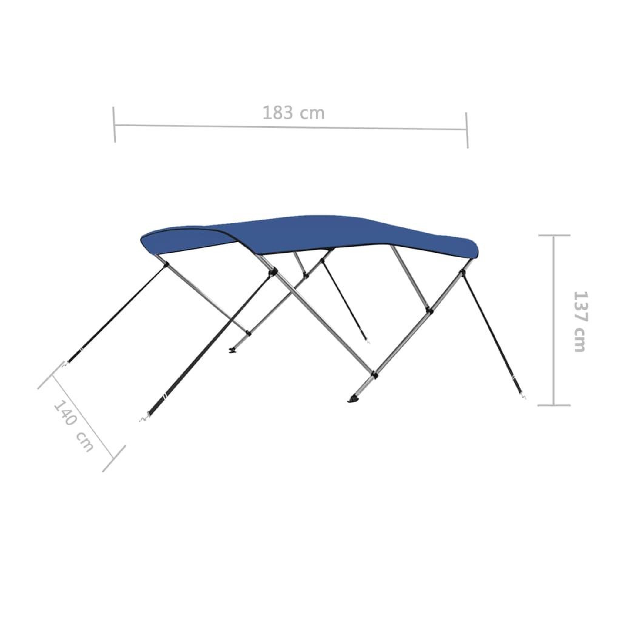 Voir la diapositive 6 : VIDAXL Auvent bimini a 3 arceaux Bleu 183x140x137 cm