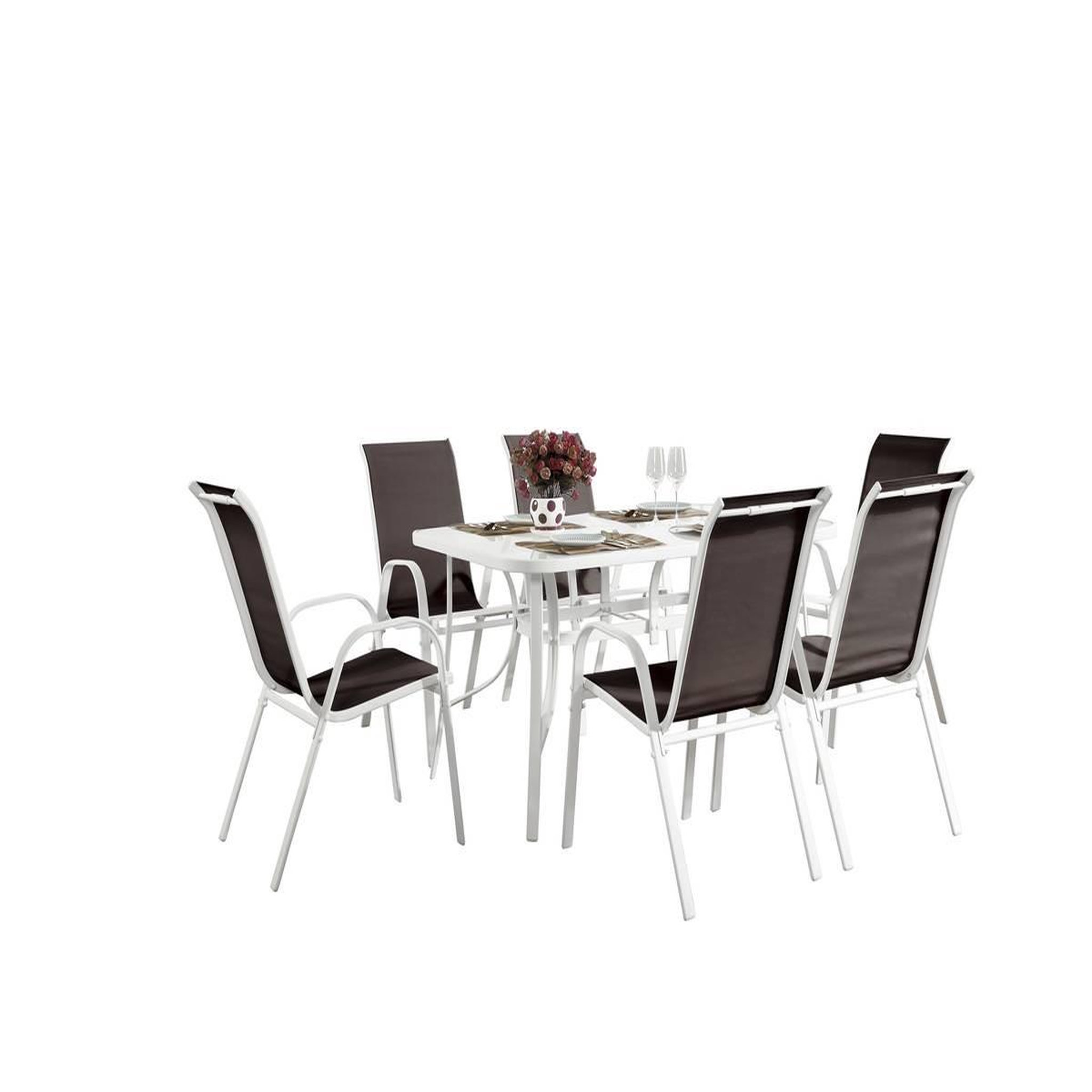Habitat et Jardin Table et chaises de jardin en textilène  cordoba  - phoenix -  6 places - taupe