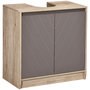 Voir la diapositive 1 : HOMCOM Meuble salle de bain - meuble sous-vasque - placard 2 portes avec étagère - dim. 60L x 30l x 59H cm - panneaux particules chêne clair gris