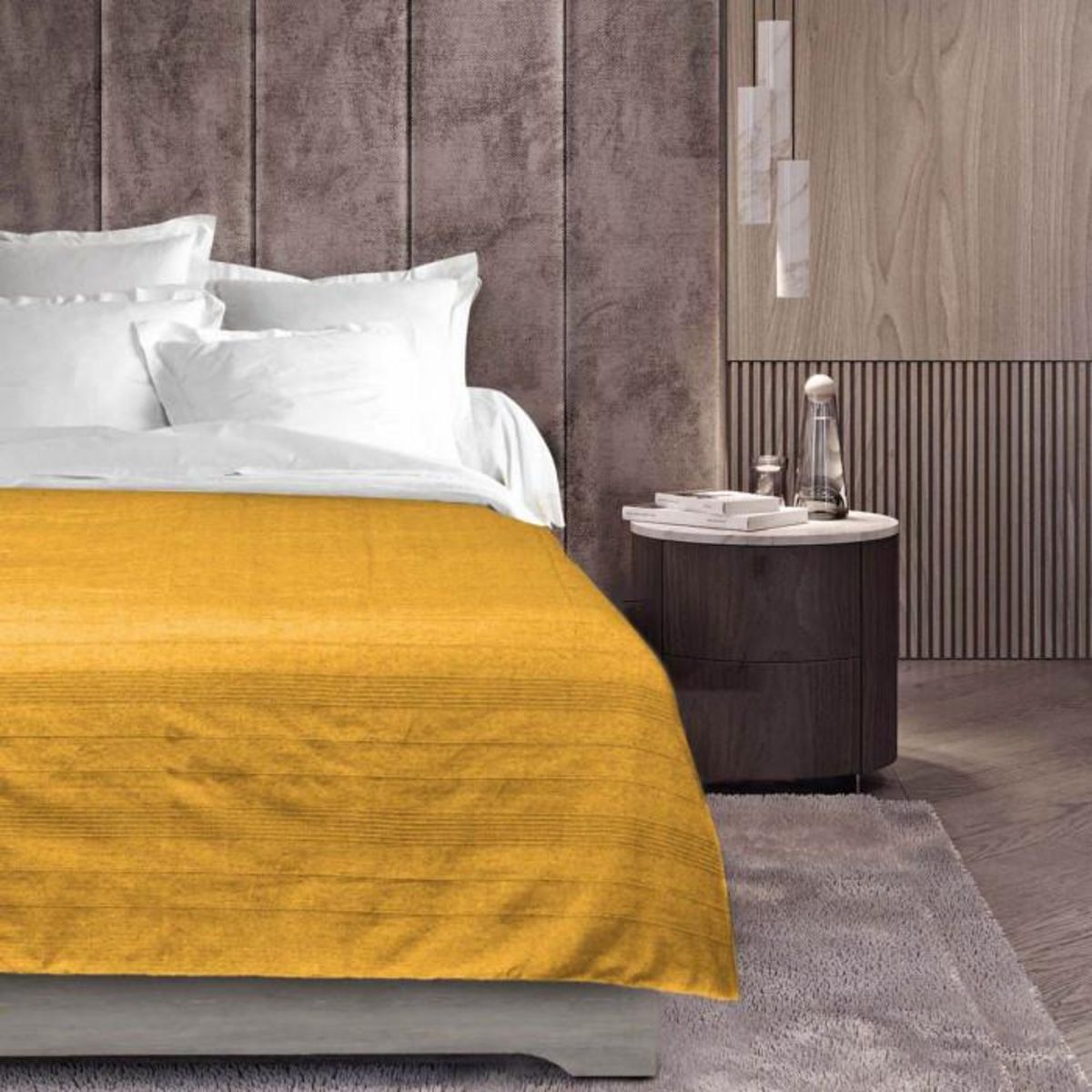 Paris Prix Plaid Uni en Coton  Lucile  180x220cm Jaune