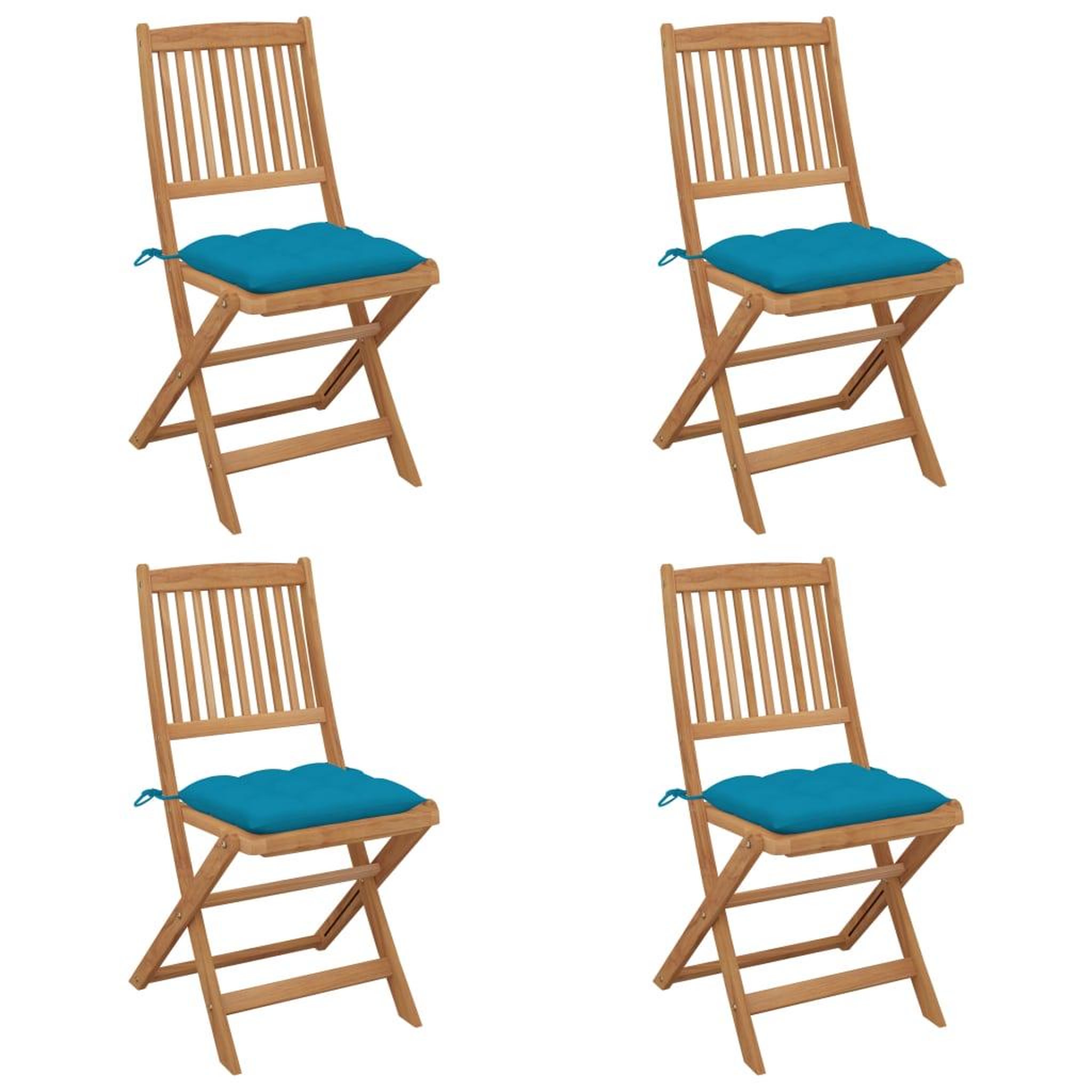 Voir la diapositive 1 : VIDAXL Chaises pliables de jardin lot de 4 avec coussins Bois d'acacia