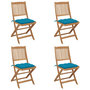 Voir la diapositive 1 : VIDAXL Chaises pliables de jardin lot de 4 avec coussins Bois d'acacia