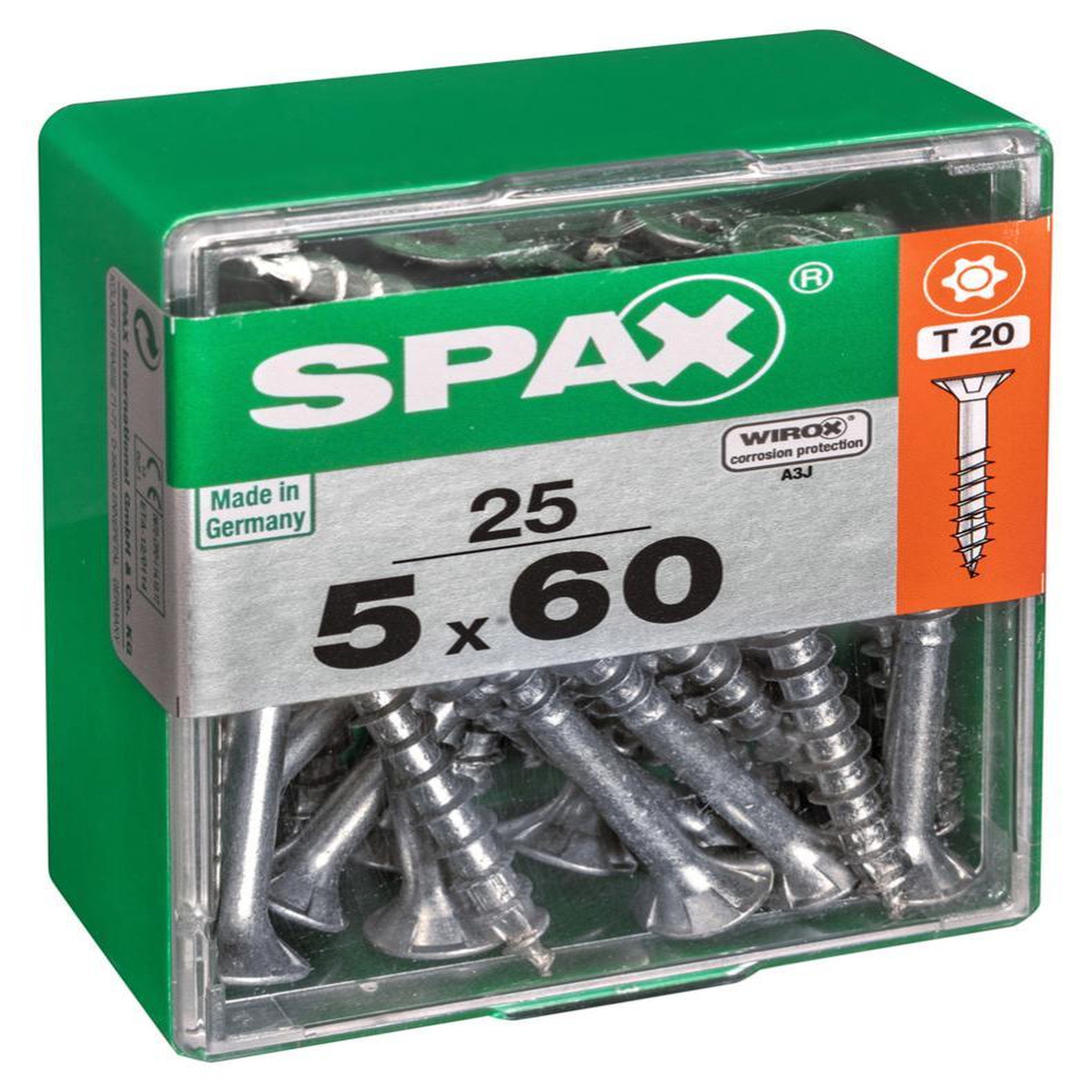 CENTRALE BRICO Lot de 25 vis acier tête autofraisée plate SPAX, Diam.5 mm x L.60 mm