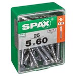 CENTRALE BRICO Lot de 25 vis acier tête autofraisée plate SPAX, Diam.5 mm x L.60 mm