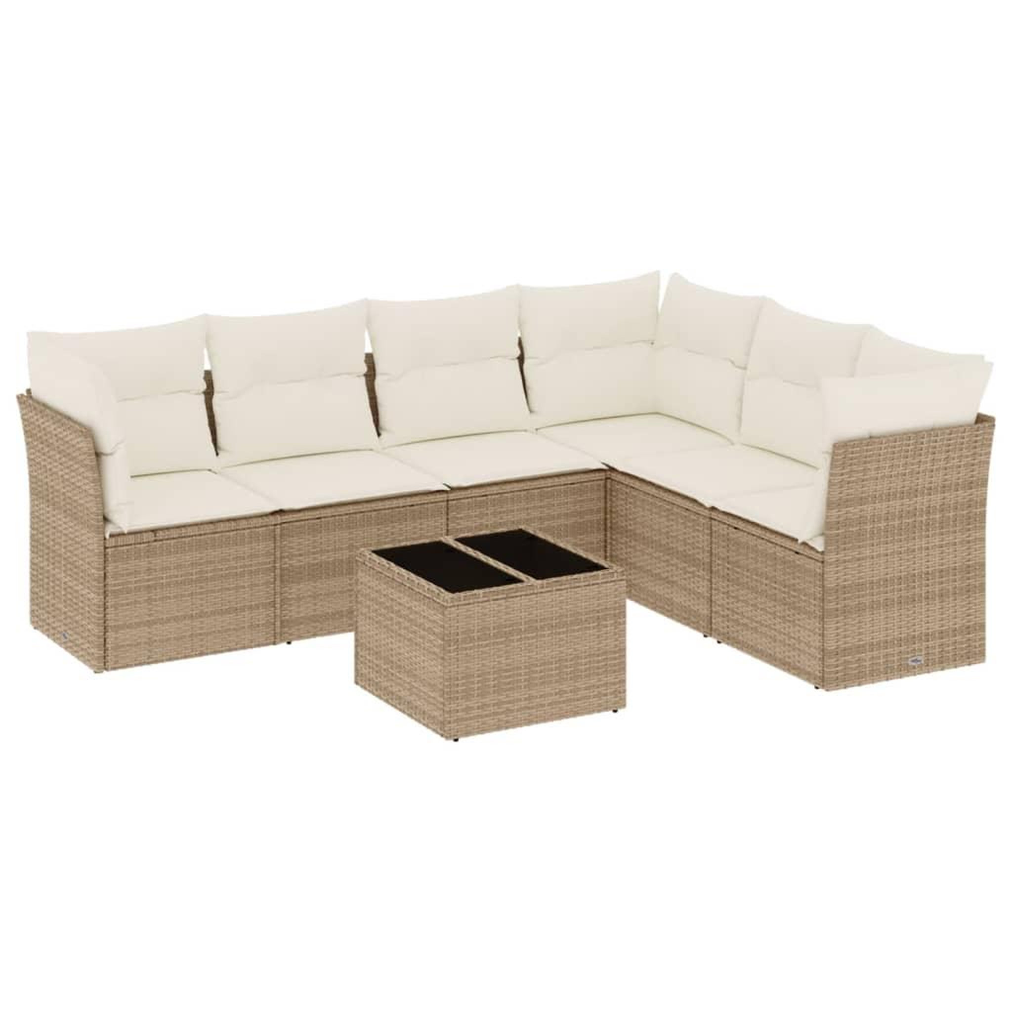 Voir la diapositive 2 : VIDAXL Salon de jardin avec coussins 7 pcs beige resine tressee