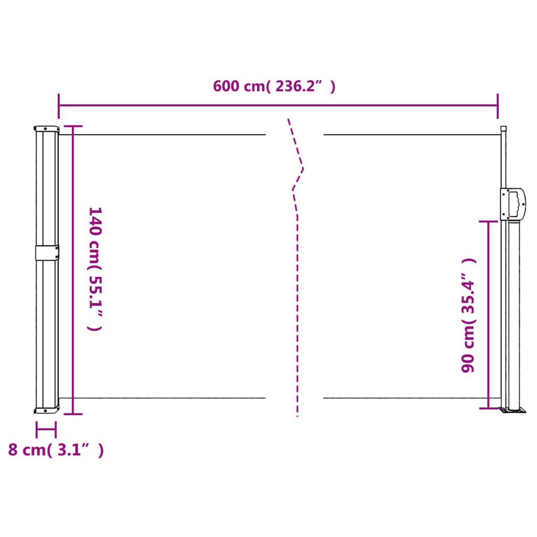 Voir la diapositive 6 : VIDAXL Auvent lateral retractable bleu 140x600 cm