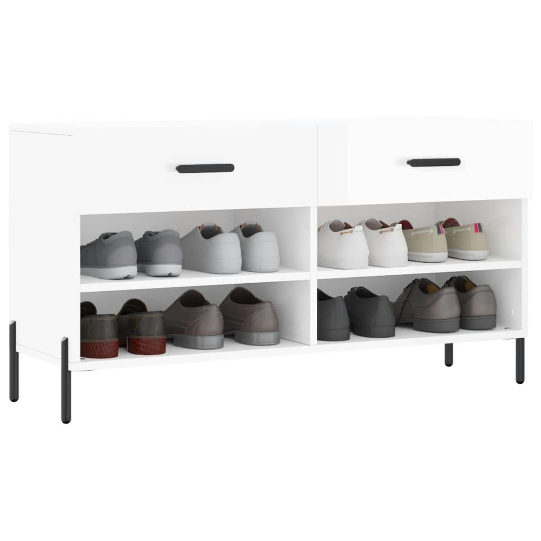 Voir la diapositive 3 : VIDAXL Banc a chaussures blanc brillant 102x35x55 cm bois d'ingenierie