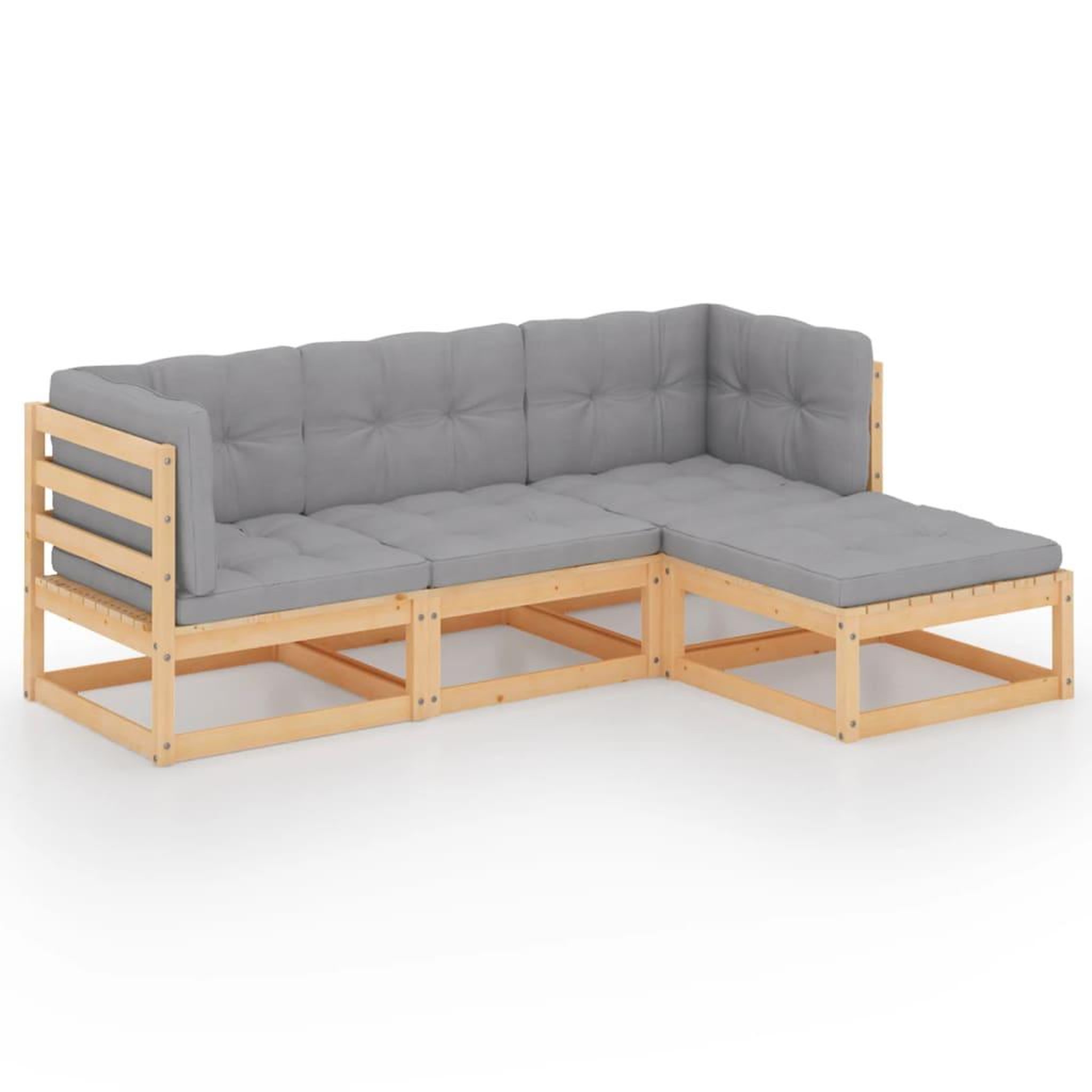 Voir la diapositive 2 : VIDAXL Salon de jardin 4 pcs avec coussins Bois de pin massif
