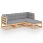 Voir la diapositive 2 : VIDAXL Salon de jardin 4 pcs avec coussins Bois de pin massif
