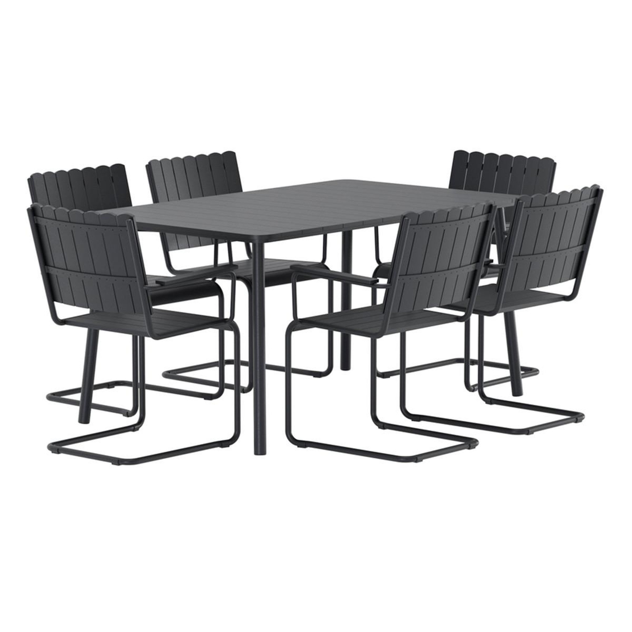 Paris Prix Ensemble table de jardin & 6 chaises  holmsund  150cm noir