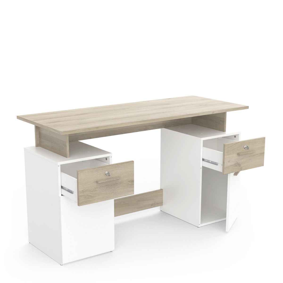 Bureau droit double caisson de rangement L134cm SOCRATE