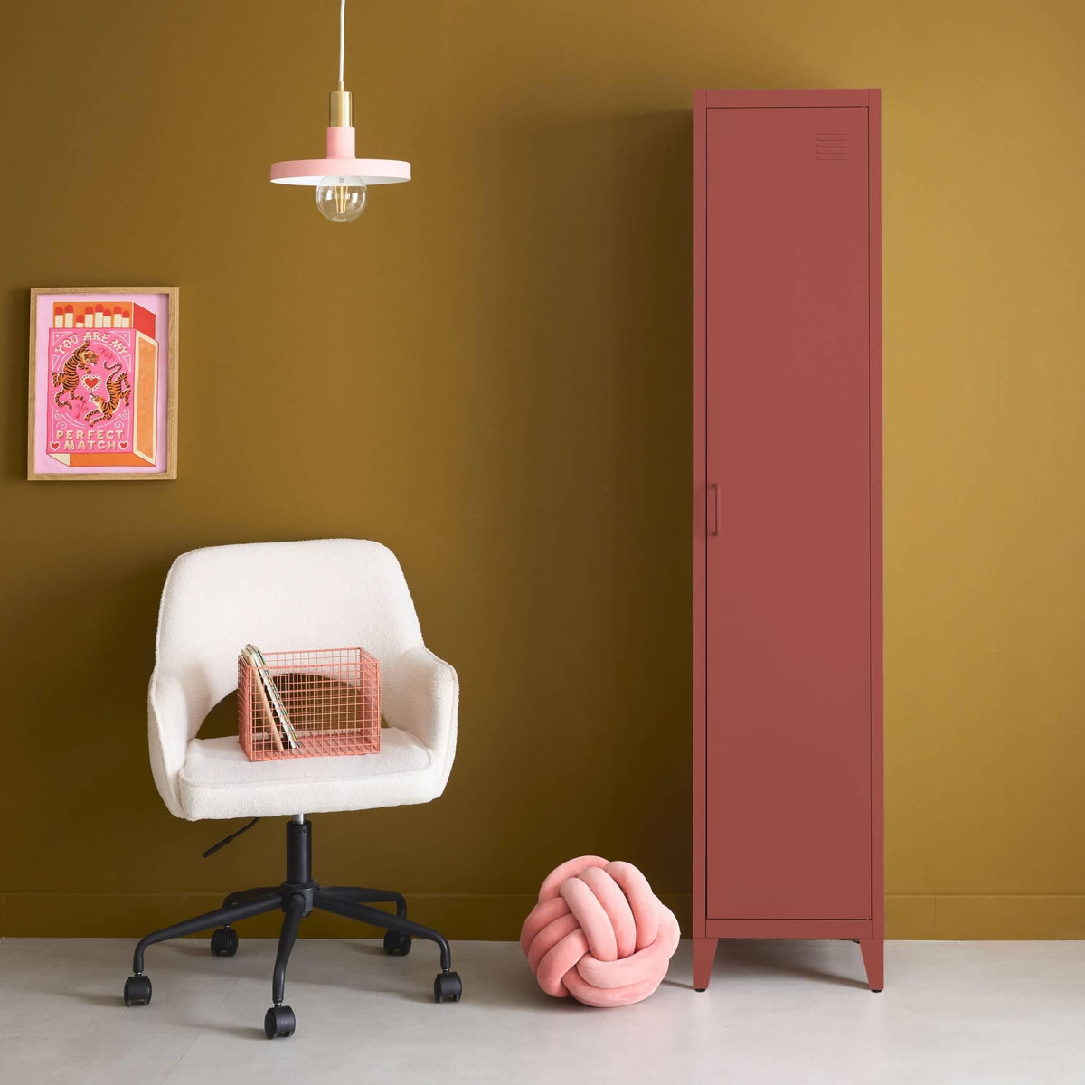 SWEEEK Armoire chambre industrielle métal, 4 espaces de rangement