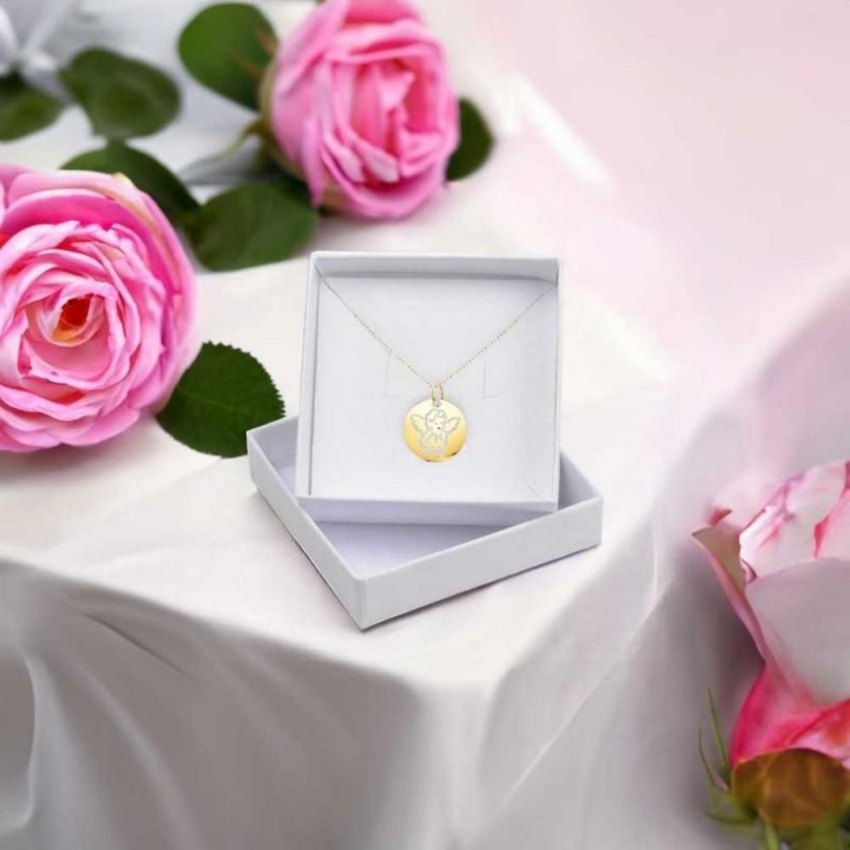 L'ATELIER D'AZUR Collier - Médaille Ange Or Jaune - Chaîne Dorée