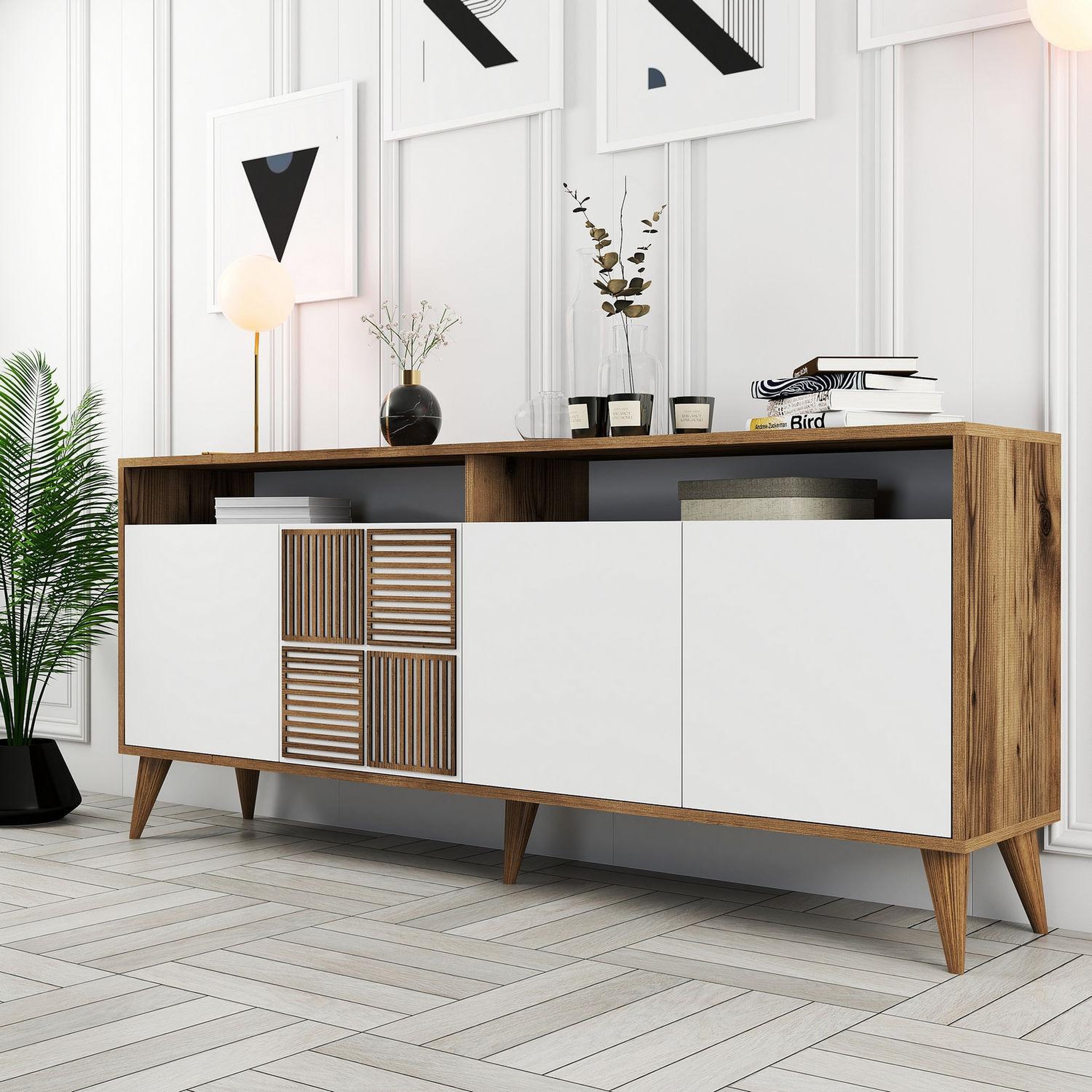 Voir la diapositive 3 : Habitat et Jardin Buffet en bois  Milan  - 180 x 35 x 78 cm - Blanc