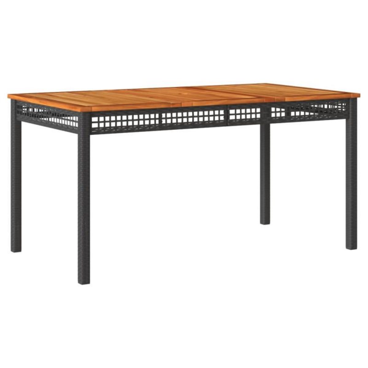 VIDAXL Table de jardin noir 140x80x75 cm résine tressée et bois acacia