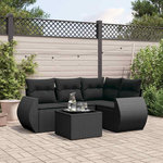 VIDAXL Salon de jardin 5 pcs avec coussins noir resine tressee