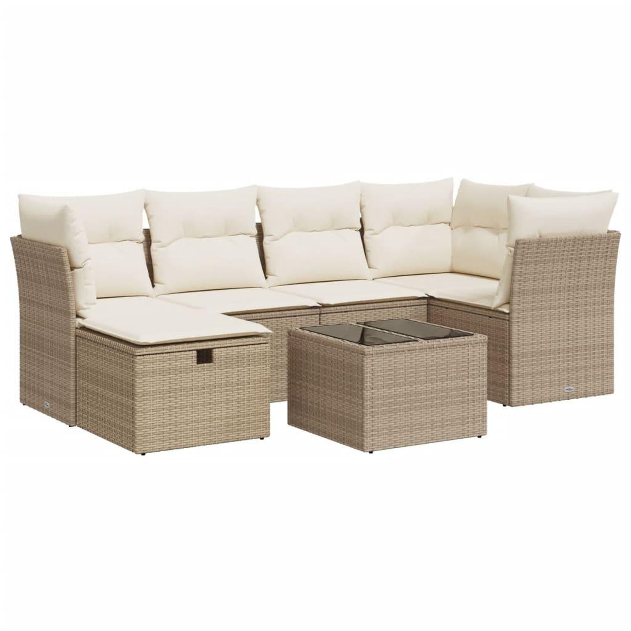 Voir la diapositive 2 : VIDAXL Salon de jardin avec coussins 7 pcs beige resine tressee