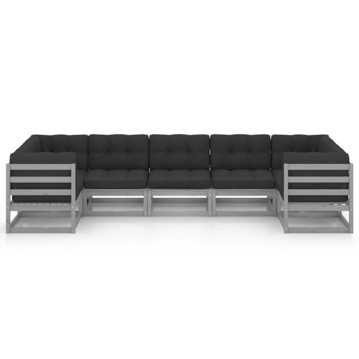 VIDAXL Salon de jardin 7 pcs avec coussins Gris Bois de pin massif