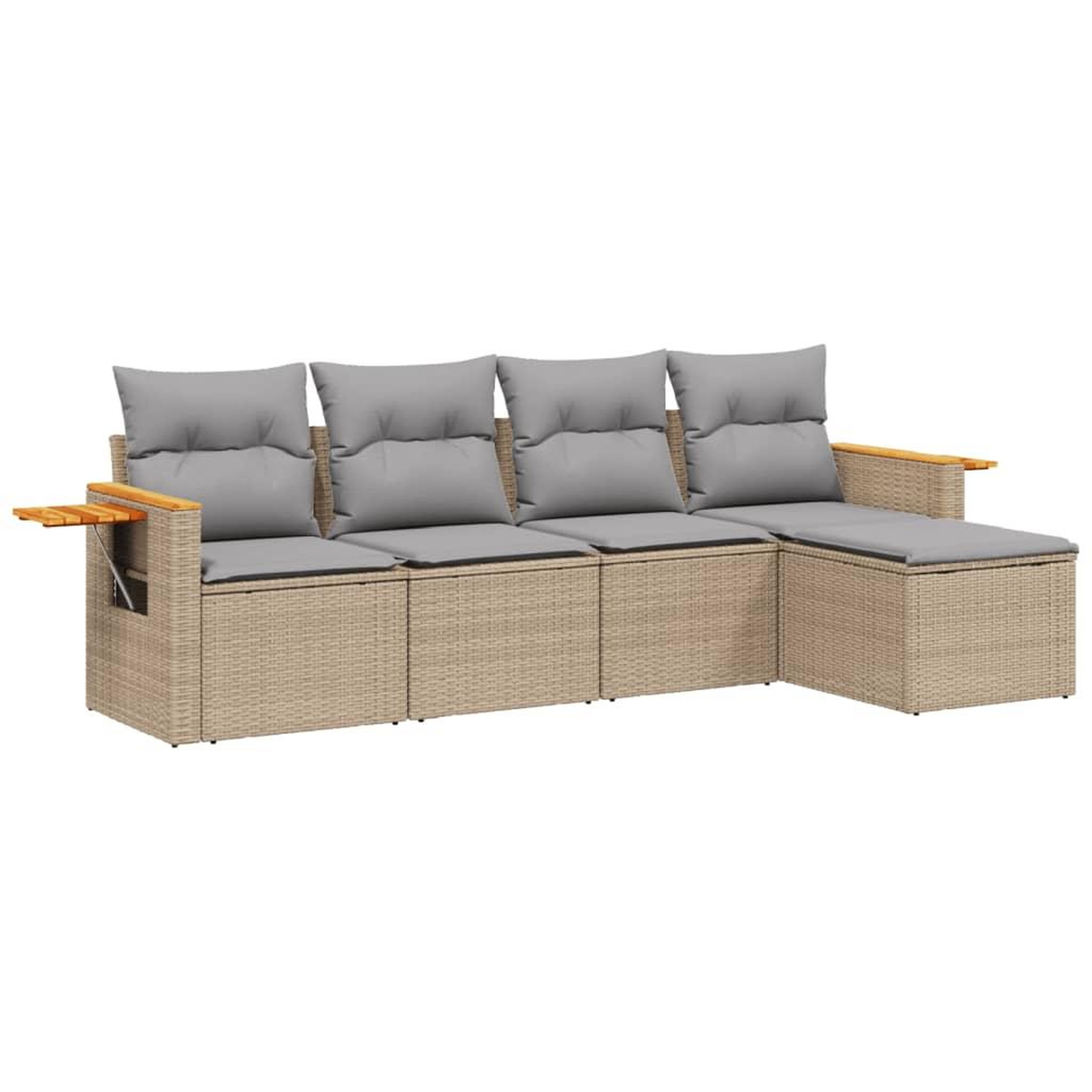 Voir la diapositive 2 : VIDAXL Salon de jardin avec coussins 5 pcs beige resine tressee