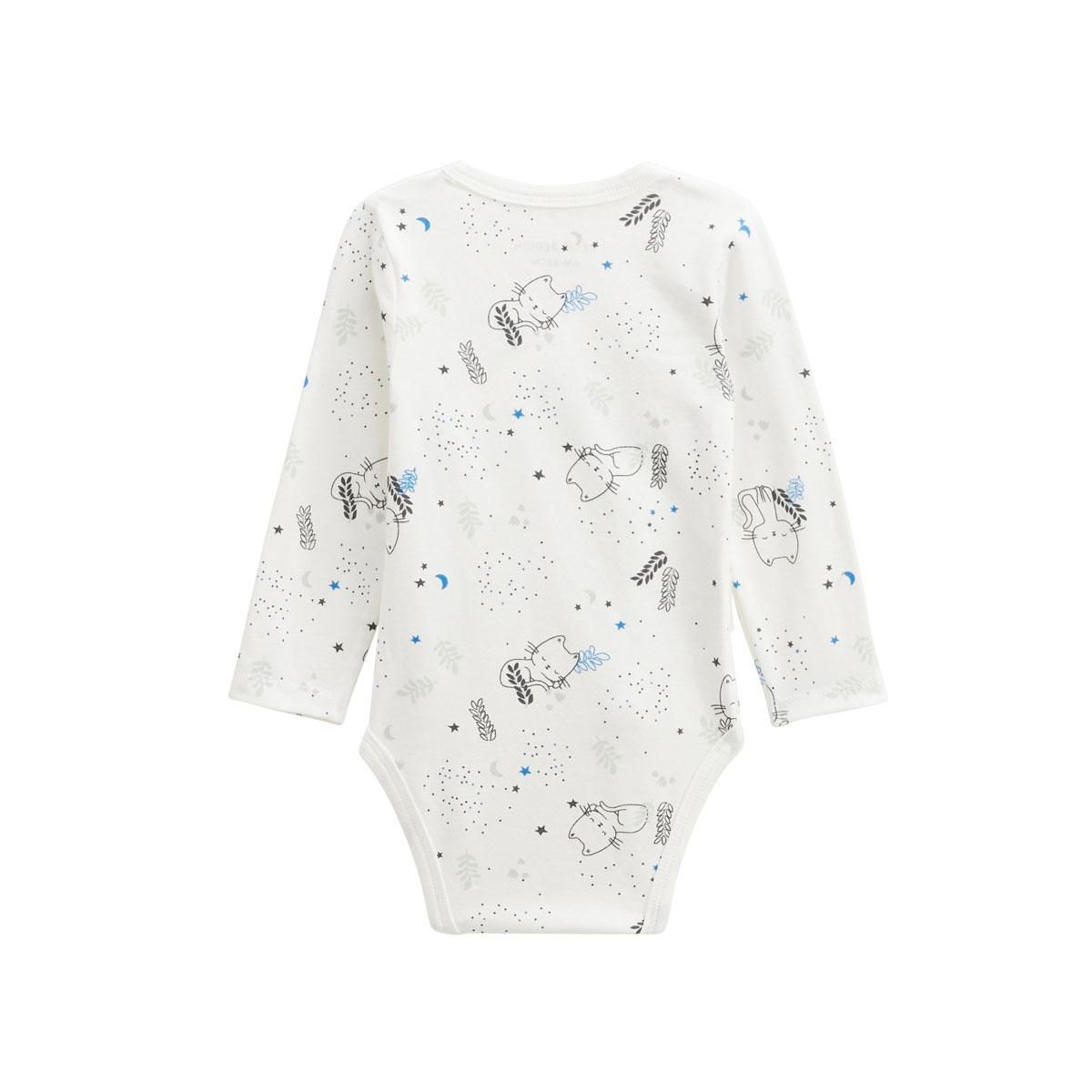 Petit Béguin Lot de 2 bodies bébé manches longues ouverture croisée Chatmallow