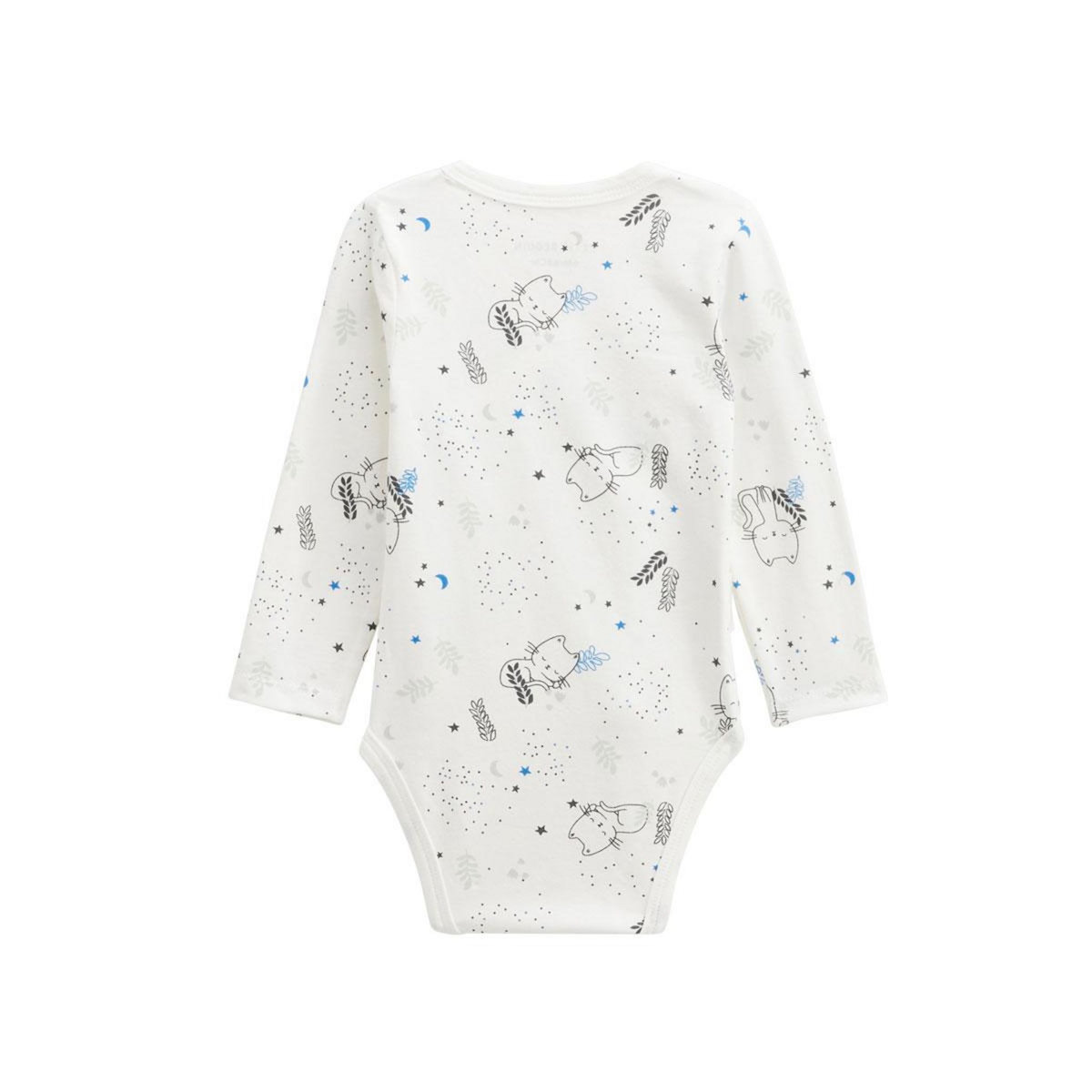 Petit Béguin Lot de 2 bodies bébé manches longues ouverture croisée Chatmallow