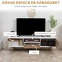 Voir la diapositive 4 : HOMCOM Meuble TV bas sur pied style scandinave 2 portes niche tiroir MDF blanc aspect chêne clair