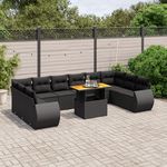 VIDAXL Salon de jardin 11 pcs avec coussins noir resine tressee