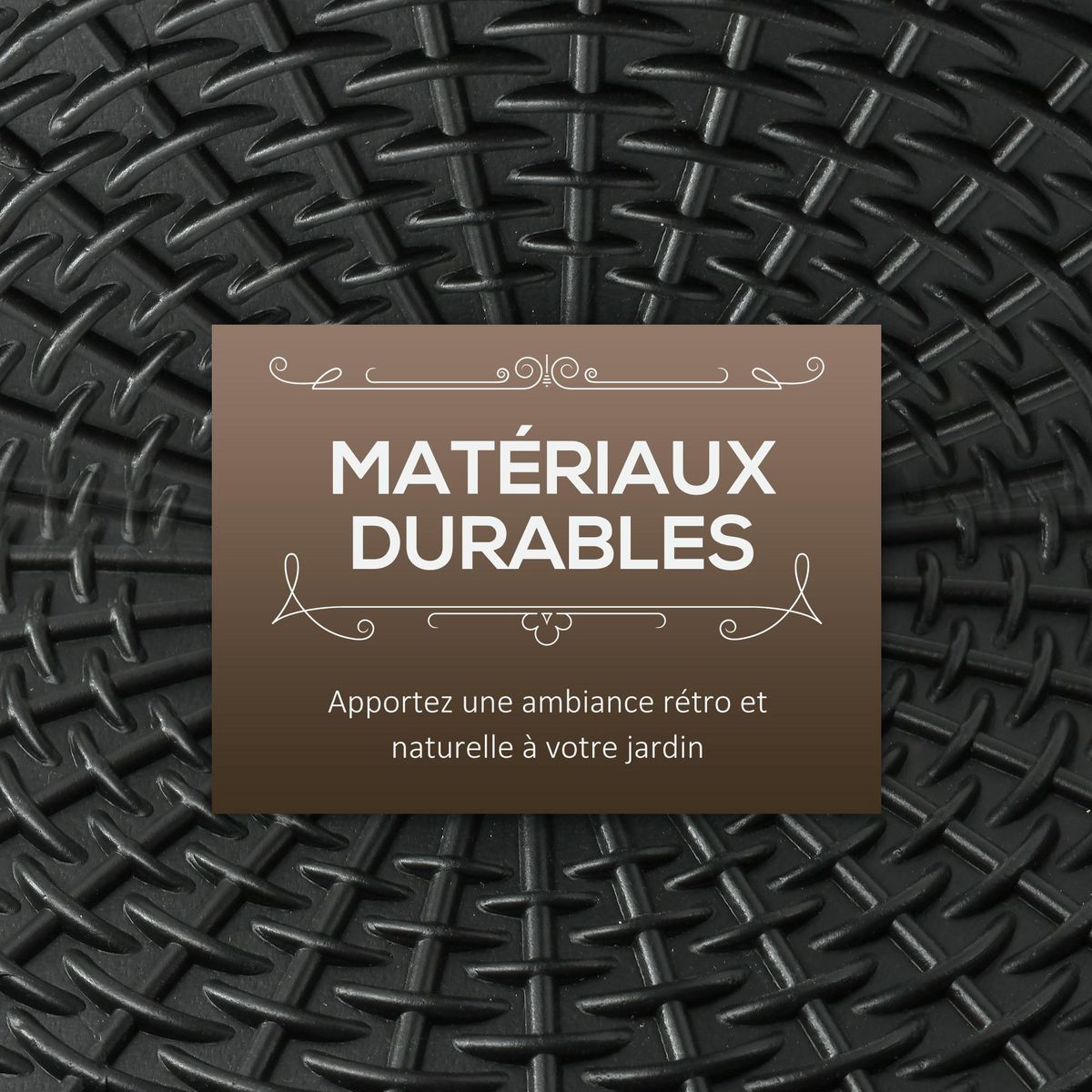 OUTSUNNY Pied de parasol rond base de lestage Ø 44 x 32 cm résine imitation rotin poids net 11 Kg noir