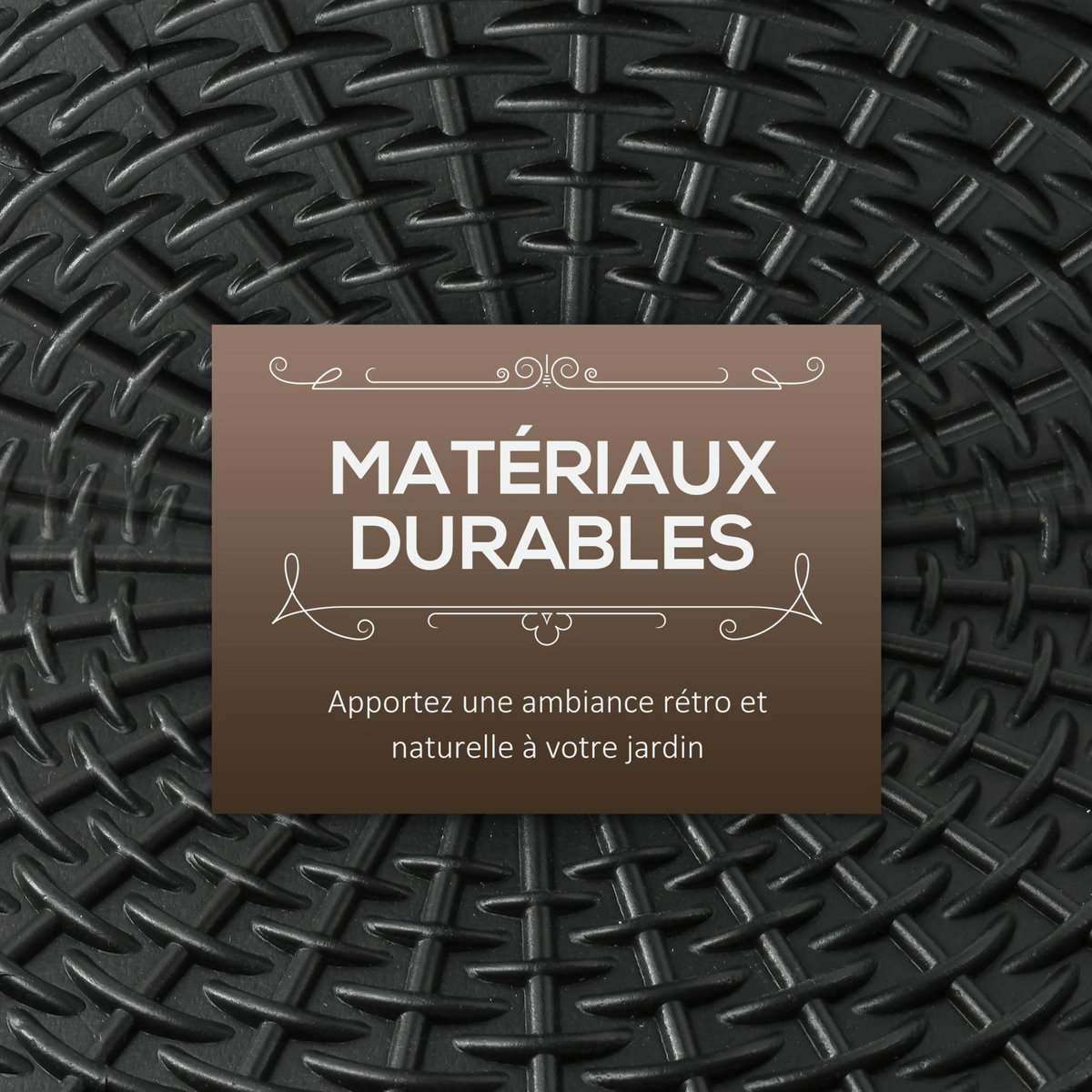 OUTSUNNY Pied de parasol rond base de lestage Ø 44 x 32 cm résine imitation rotin poids net 11 Kg noir