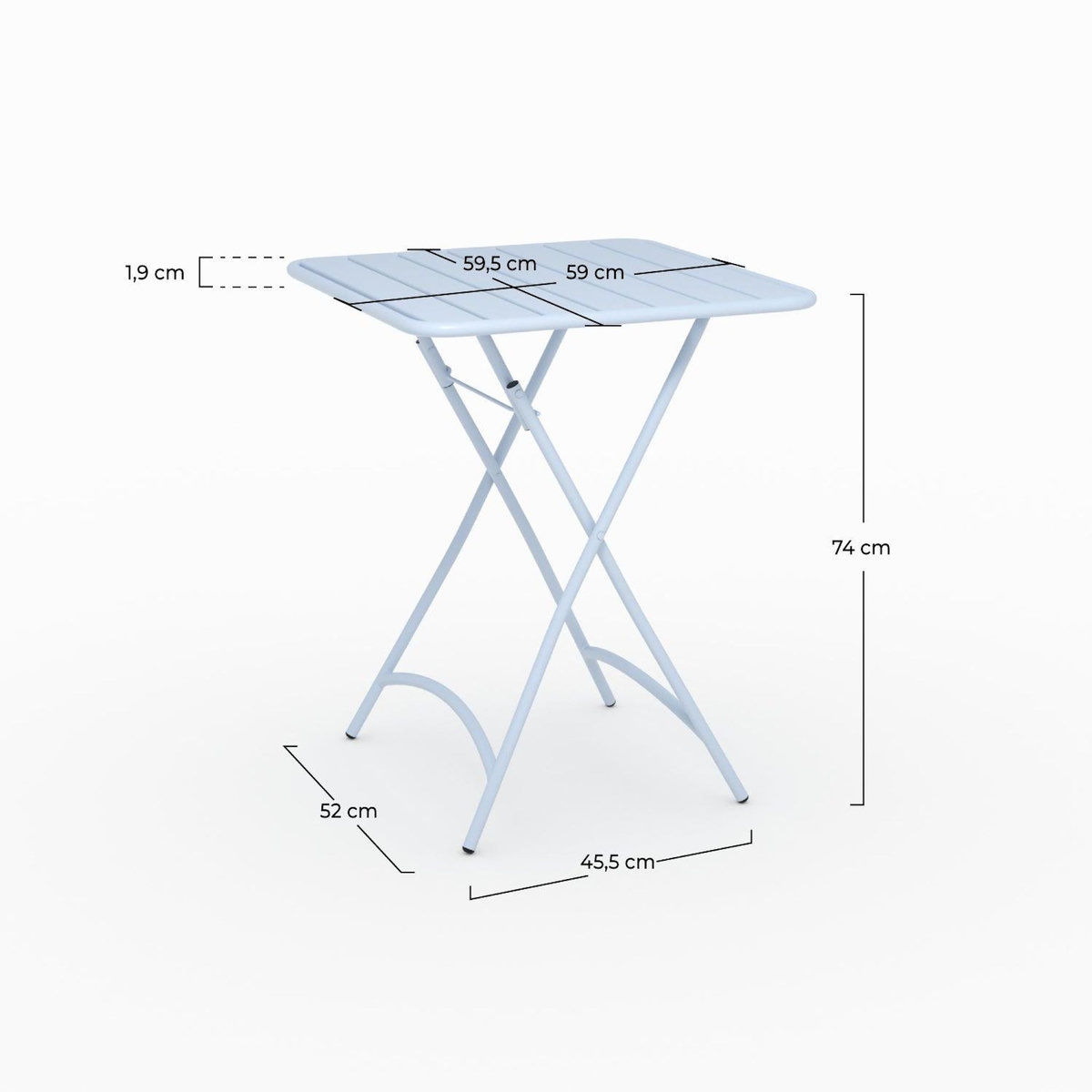 Rendez vous déco Table de jardin pliante en metal bleu pastel 2 personnes-Yumi