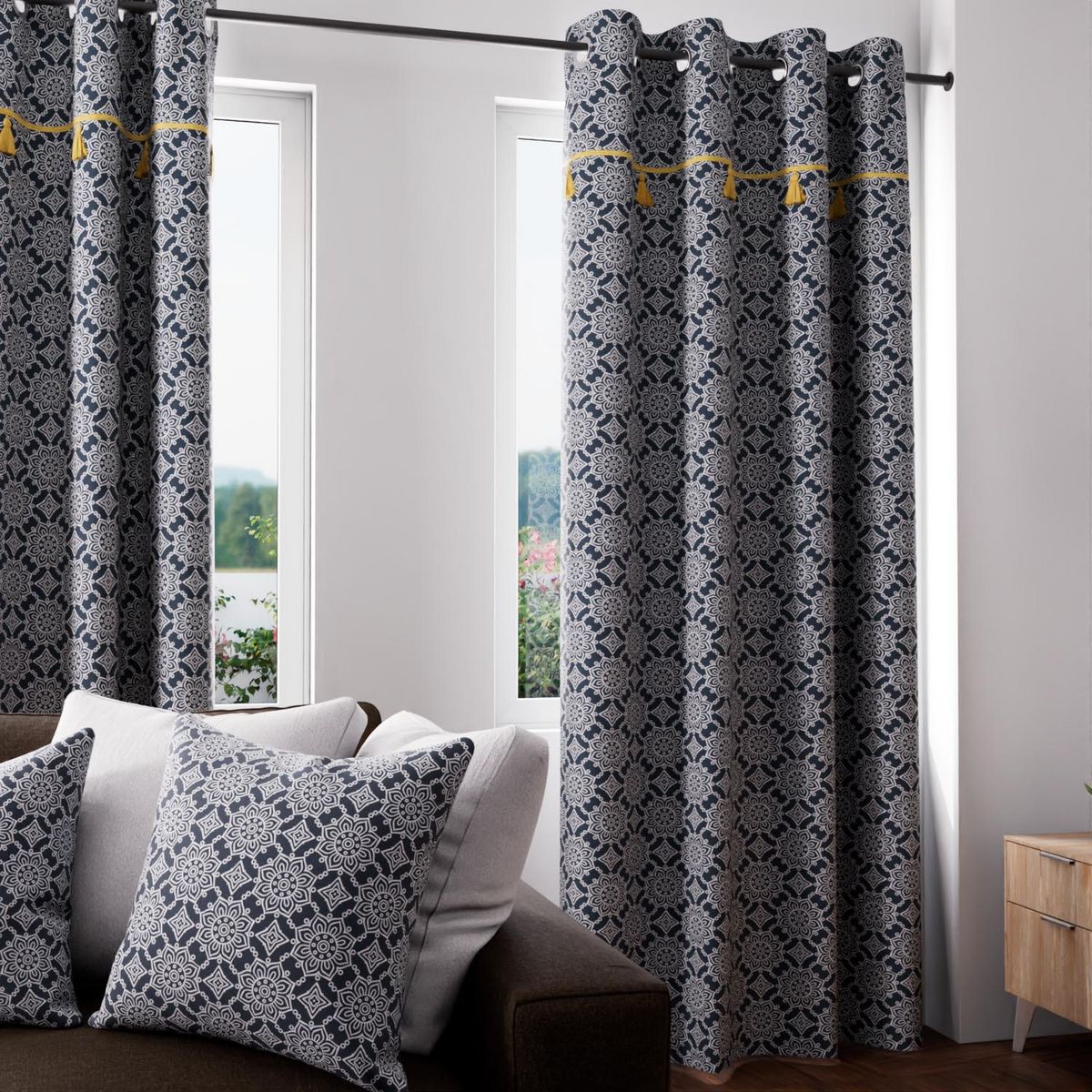 SOLEIL D'OCRE Rideau à oeillets coton 135x250 cm ESMERALDA, par Soleil d'ocre