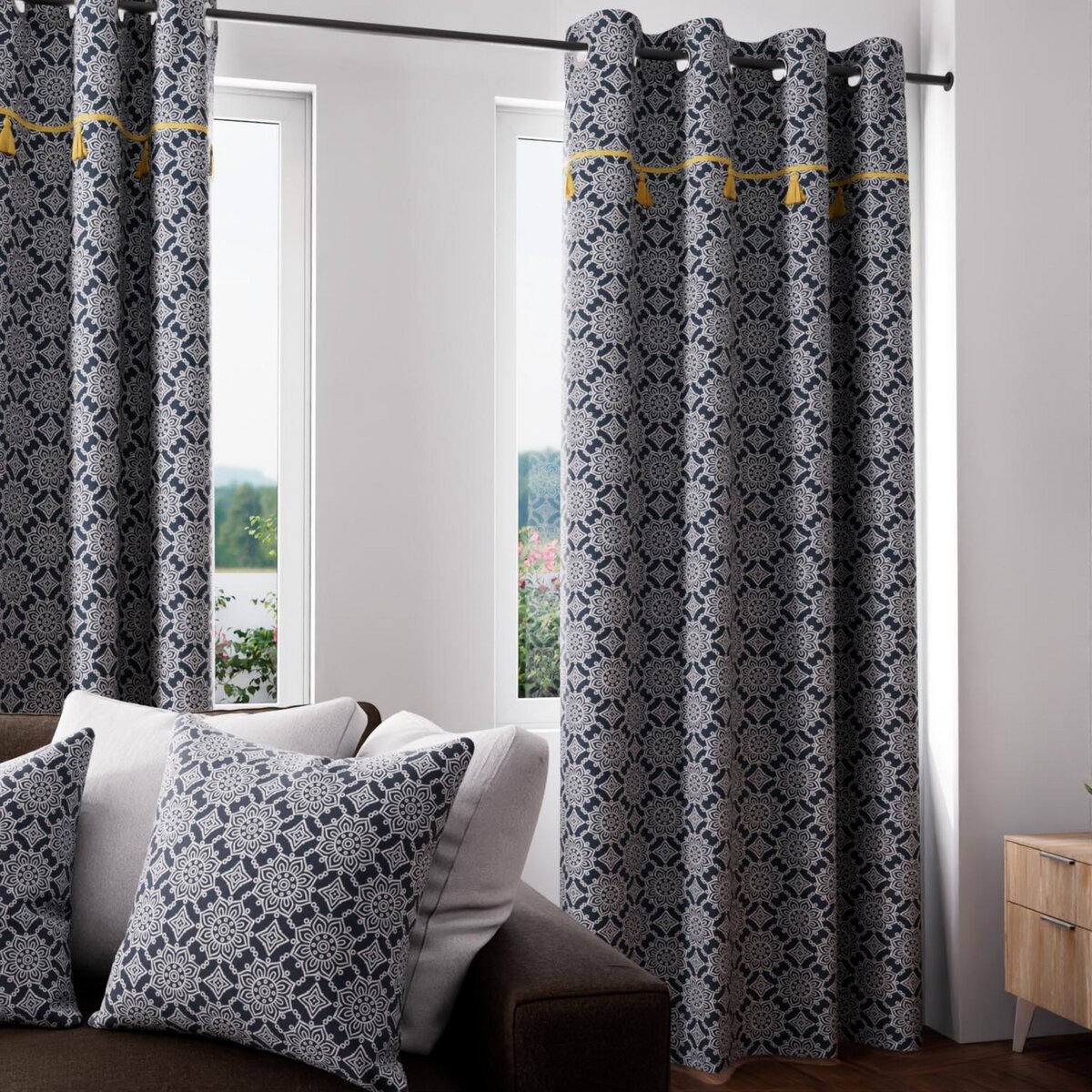 SOLEIL D'OCRE Rideau à oeillets coton 135x250 cm ESMERALDA, par Soleil d'ocre