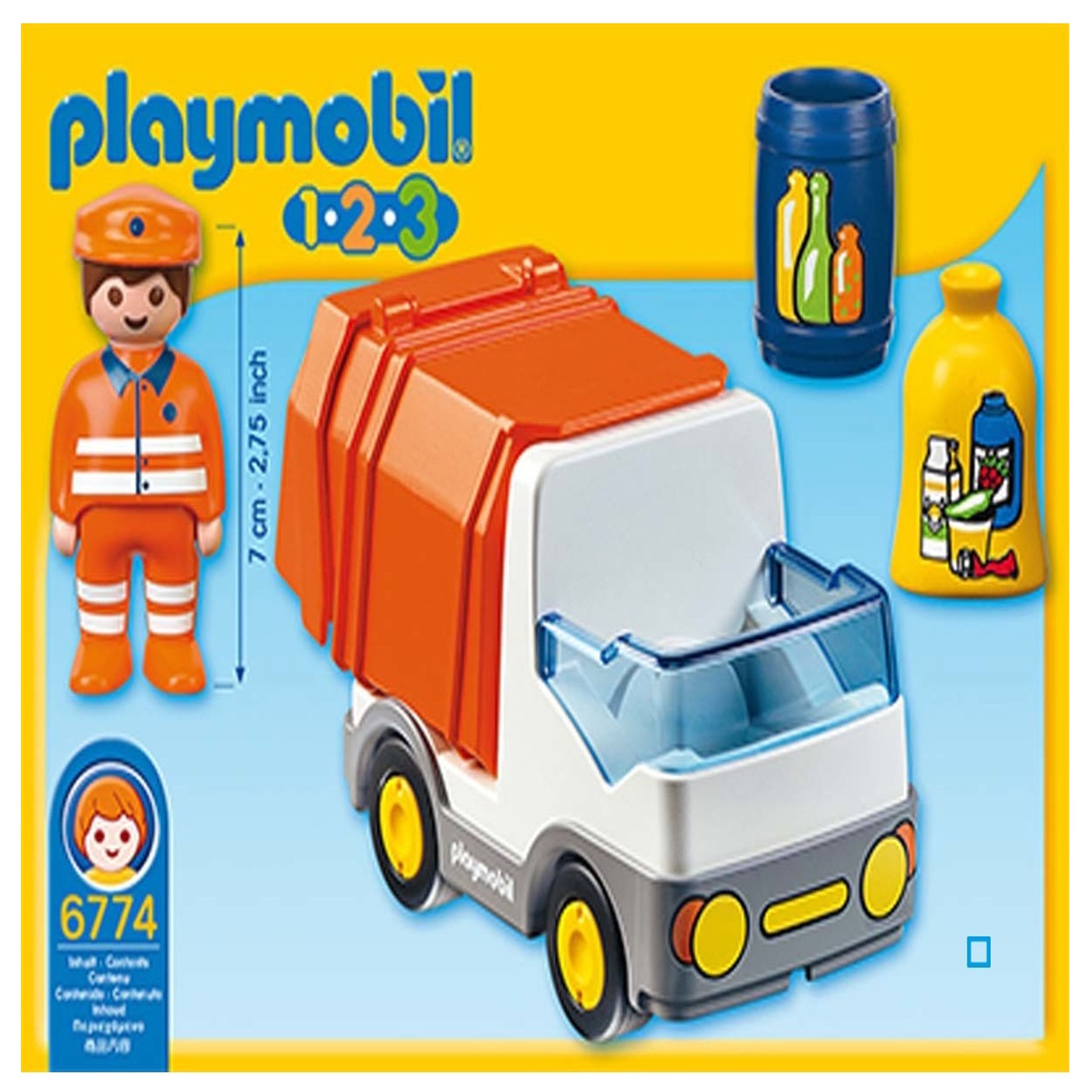 Voir la diapositive 3 : PLAYMOBIL 6774 - 1.2.3 - Camion poubelle