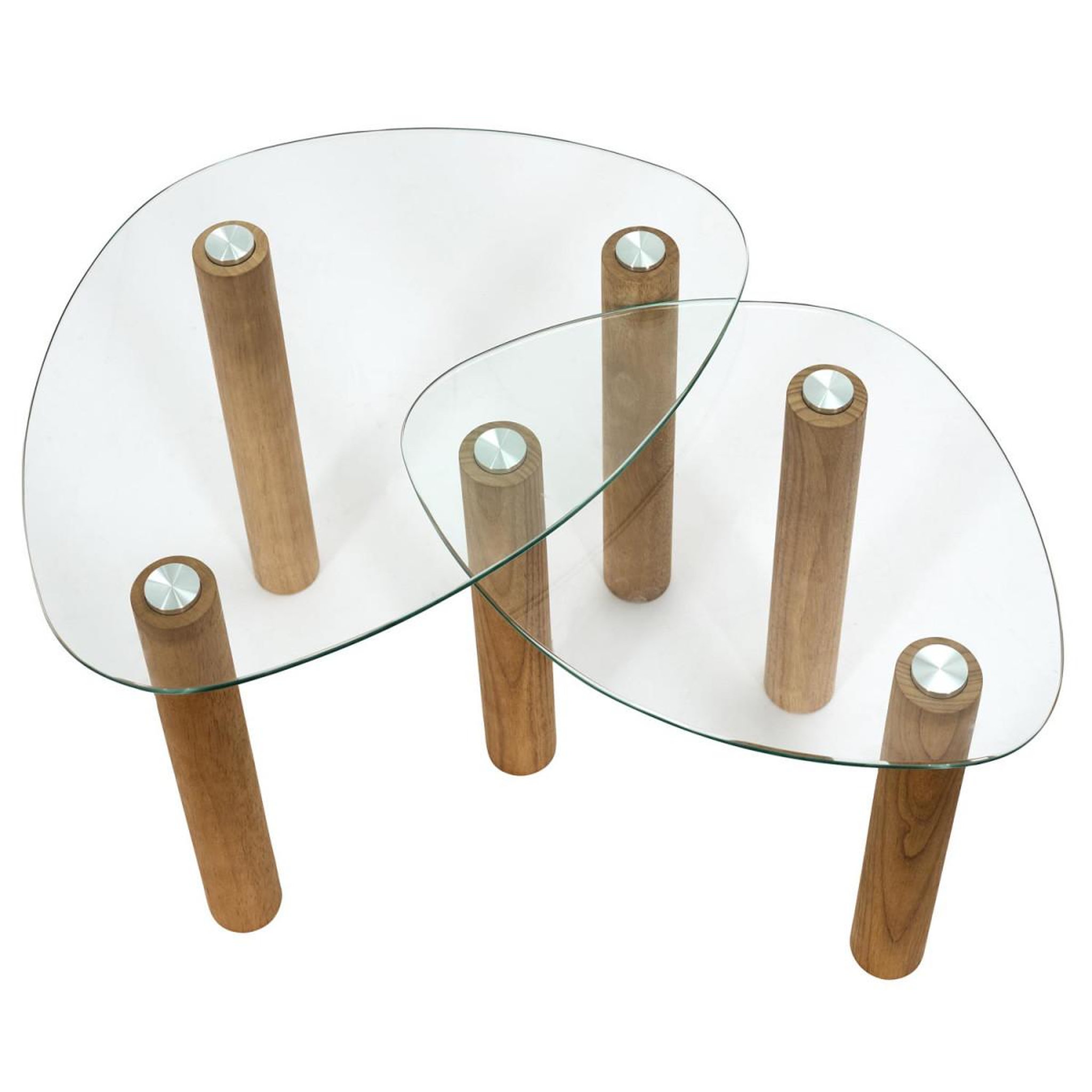 Voir la diapositive 4 : The Home Deco Factory Lot de 2 tables gigognes en verre  clara  60cm transparent