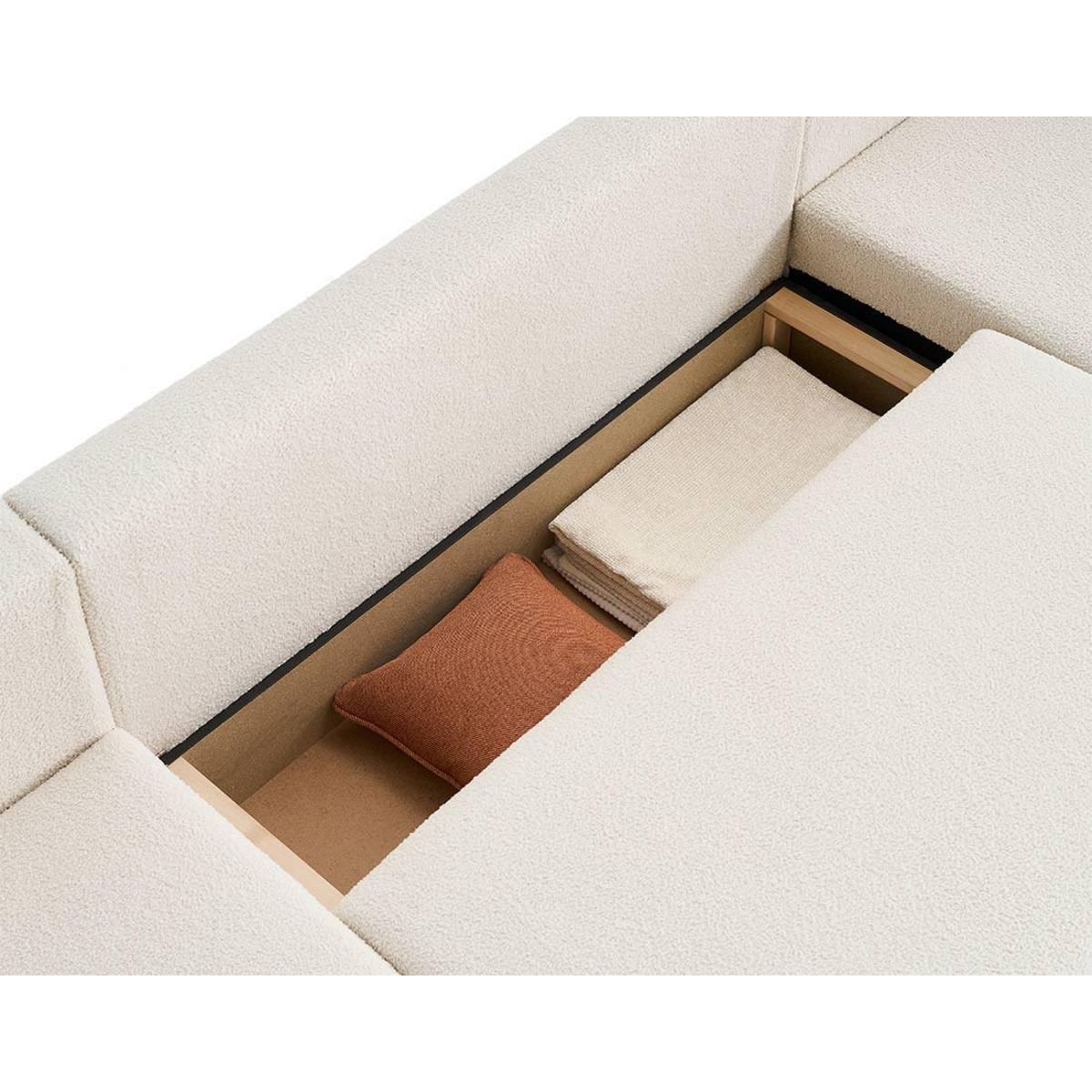 BEST MOBILIER Topaze - canapé panoramique en u - 7 places - convertible avec coffre - en tissu bouclette