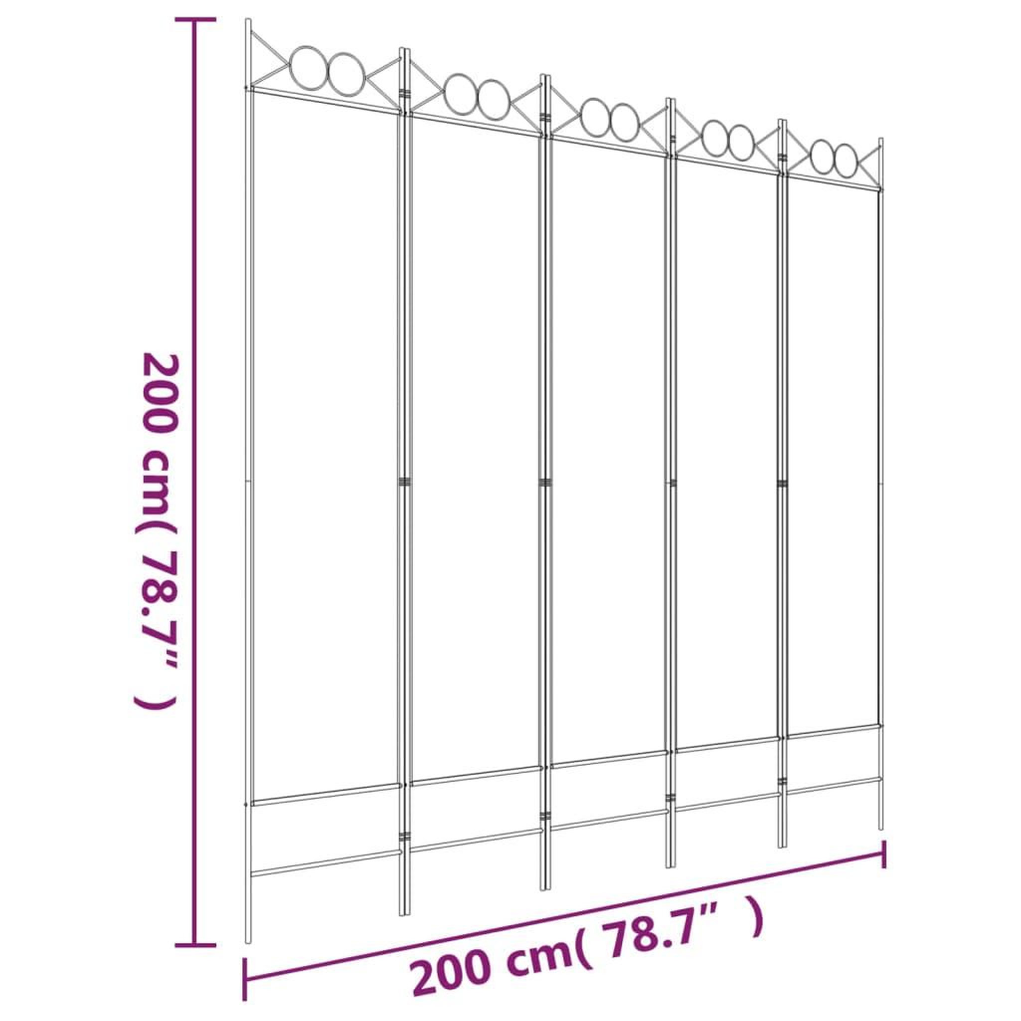 Voir la diapositive 6 : VIDAXL Cloison de separation 5 panneaux marron 200x200 cm tissu