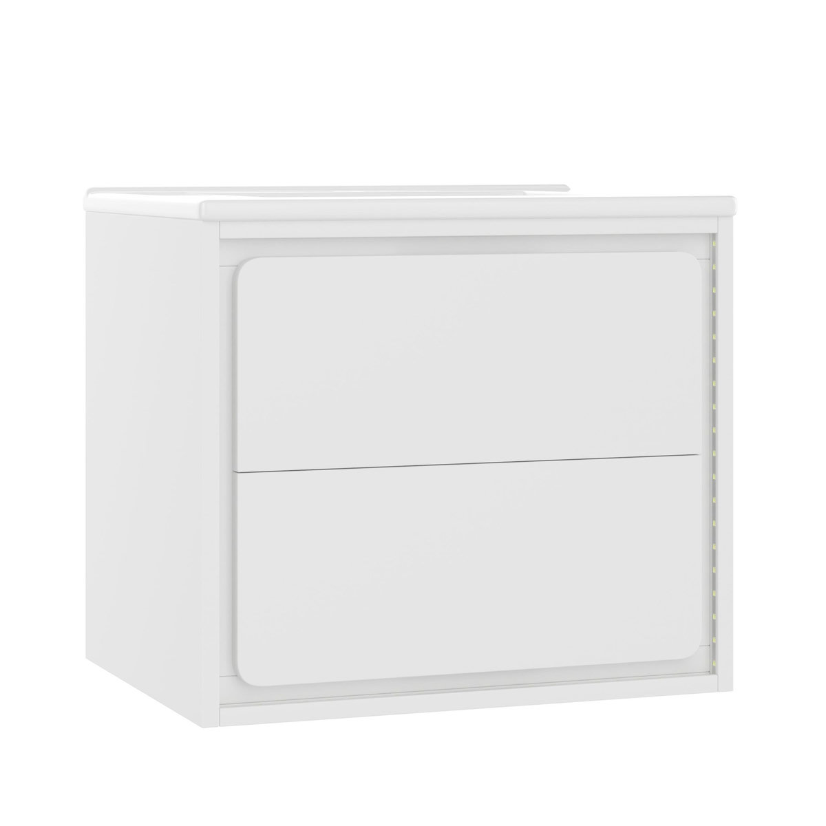 MERAX Meuble De Salle De Bain Vasque 2 Tiroirs Et LED Blanc