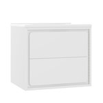 MERAX Meuble De Salle De Bain Vasque 2 Tiroirs Et LED Blanc