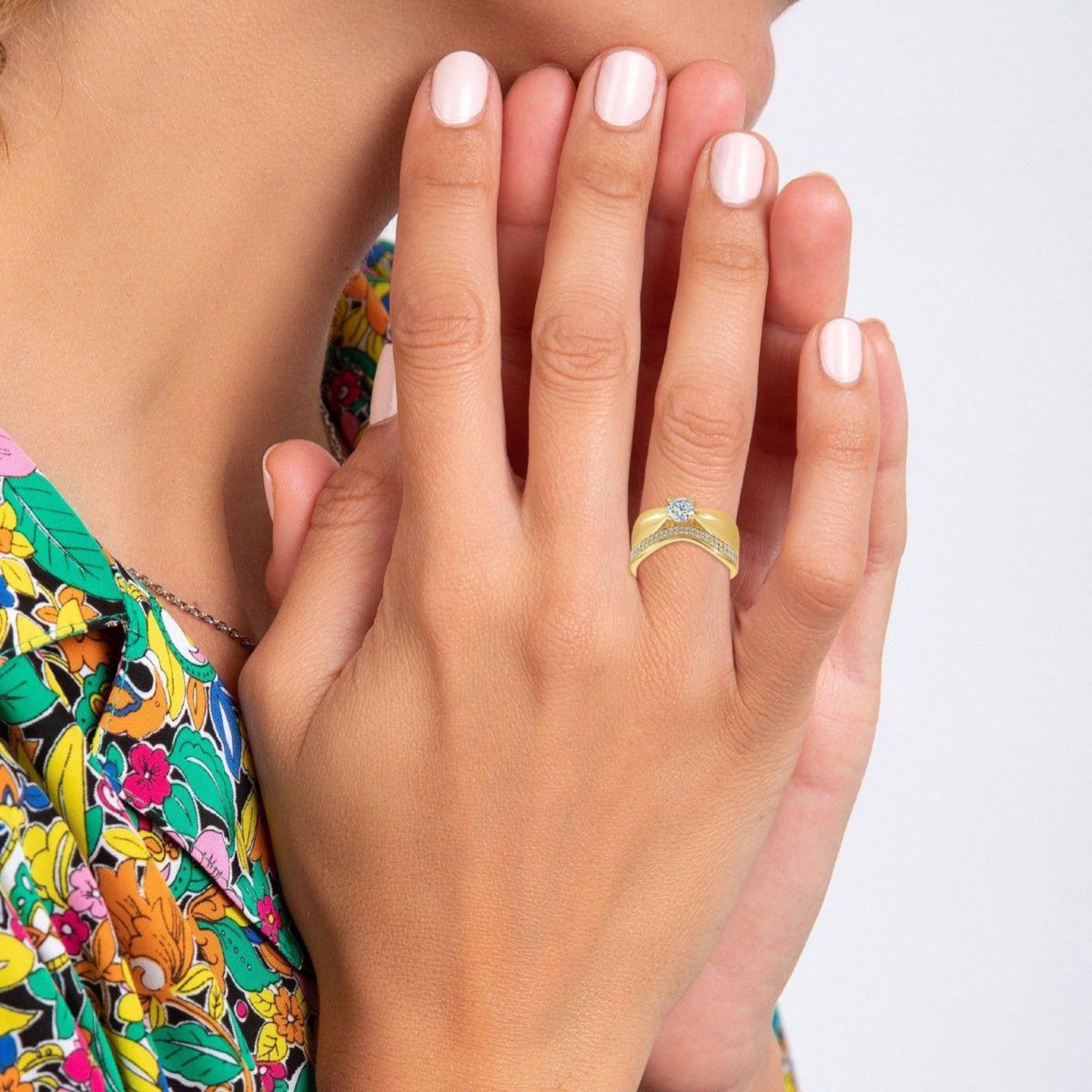 SC BOHEME Bague taille 56 SC Bohème en acier ornée de cristaux scintillants