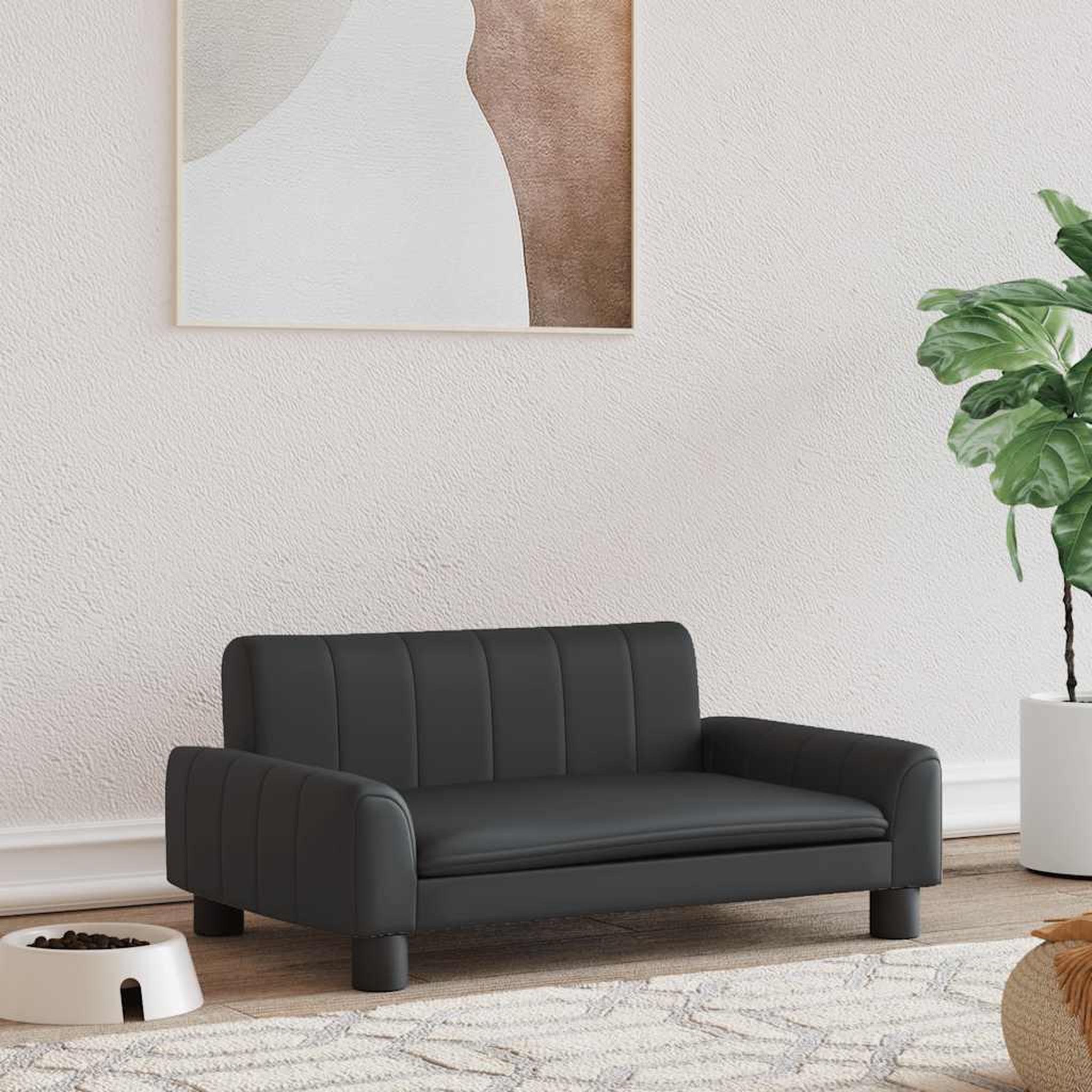 VIDAXL Lit pour chien noir 70x45x30 cm similicuir