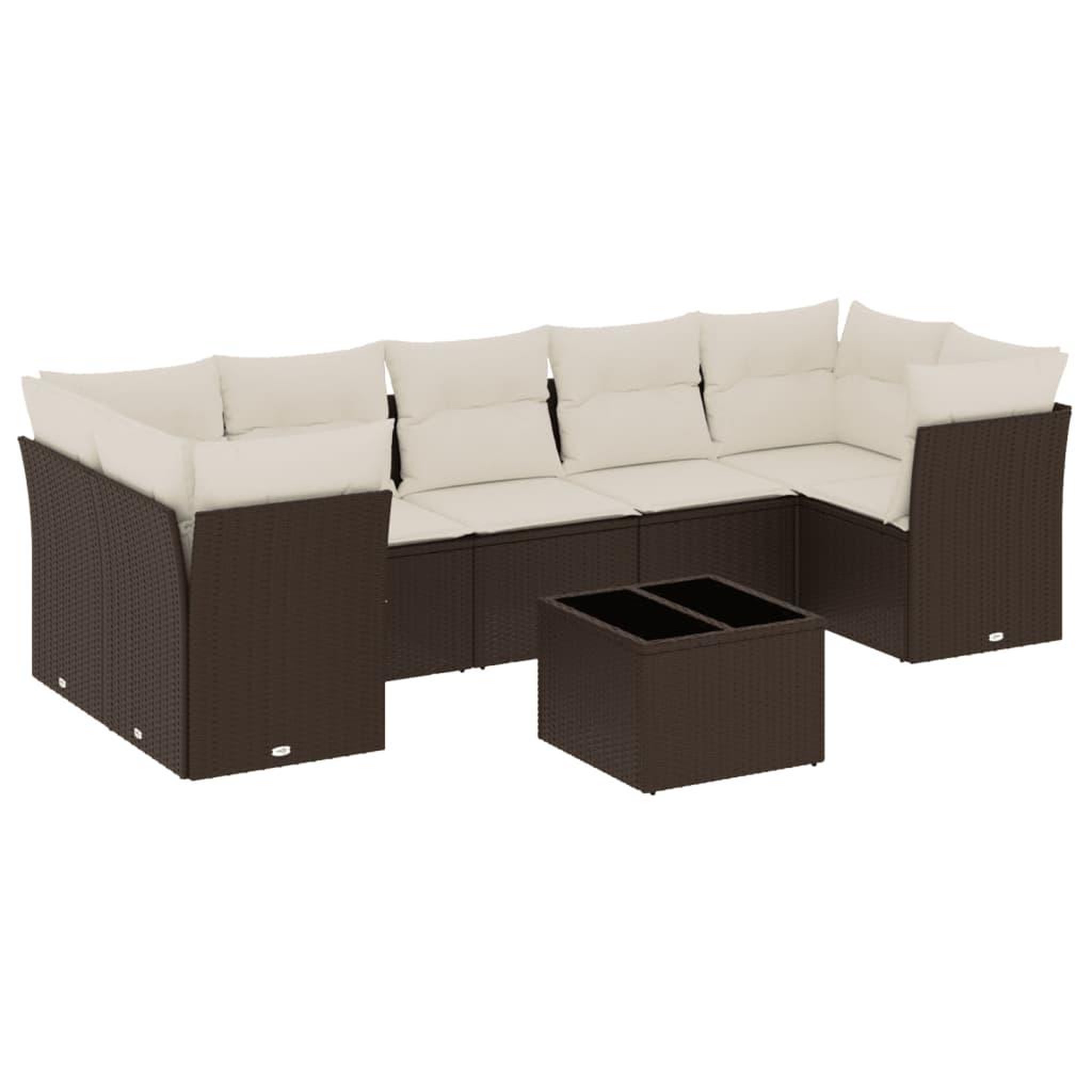 Voir la diapositive 2 : VIDAXL Salon de jardin 8 pcs avec coussins marron resine tressee