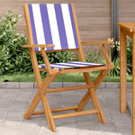 VIDAXL Chaises de jardin lot de 2 bleu/blanc bois acacia massif tissu