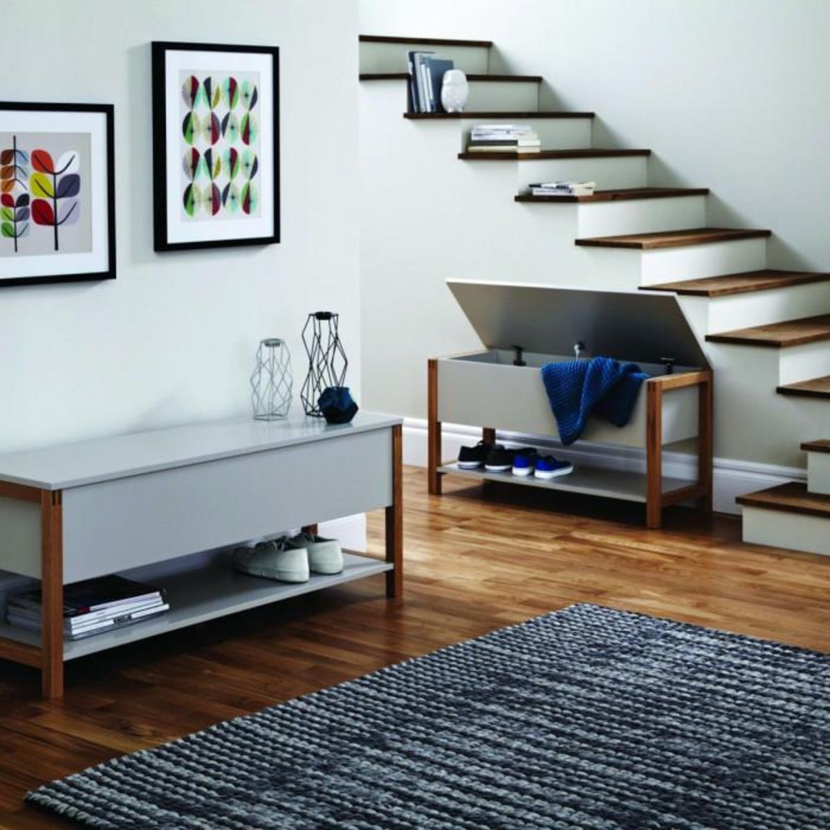 Paris Prix Banc de Rangement Design  Northgate  120cm Chêne & Blanc