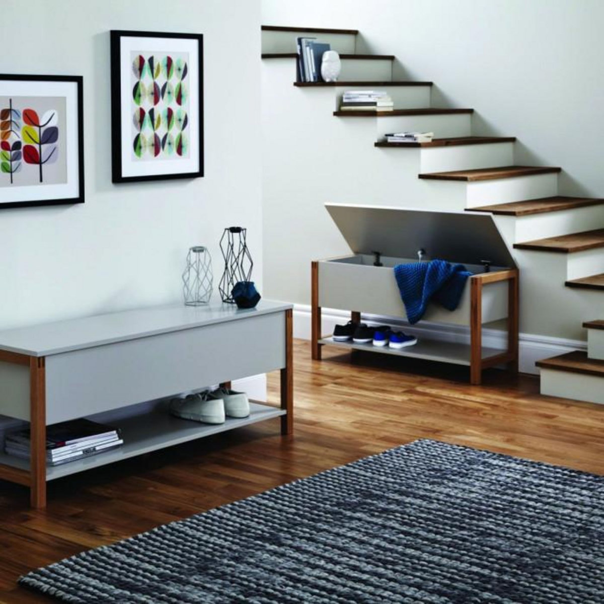 Paris Prix Banc de Rangement Design  Northgate  120cm Chêne & Blanc